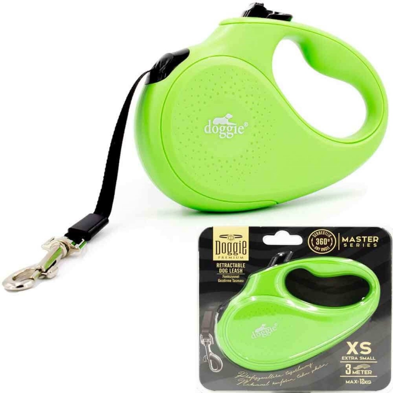 DOGGİE PREMİUM MASTER OTOMATİK TASMA GREEN 3M XS