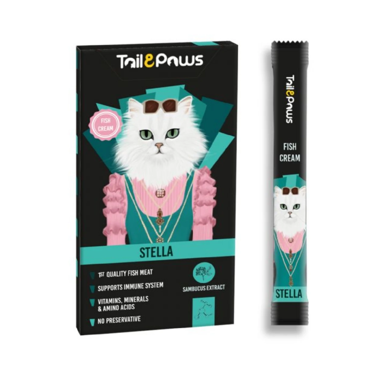 STELLA FISH MULTİ VİTAMİN KEDİ ÖDÜLÜ TAİL&PAWS 15G*5