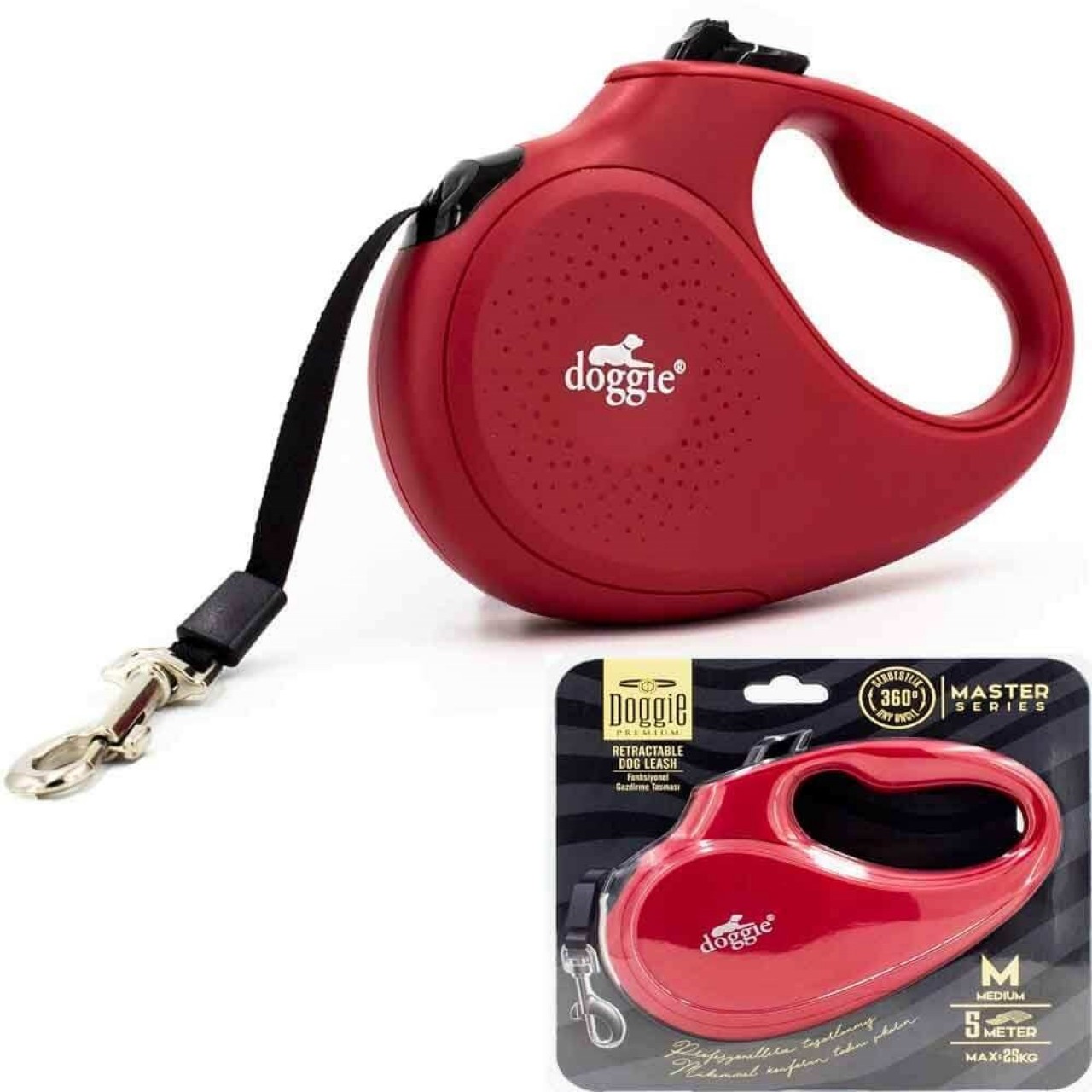 DOGGİE PREMİUM MASTER OTOMATİK TASMA RED 5M M