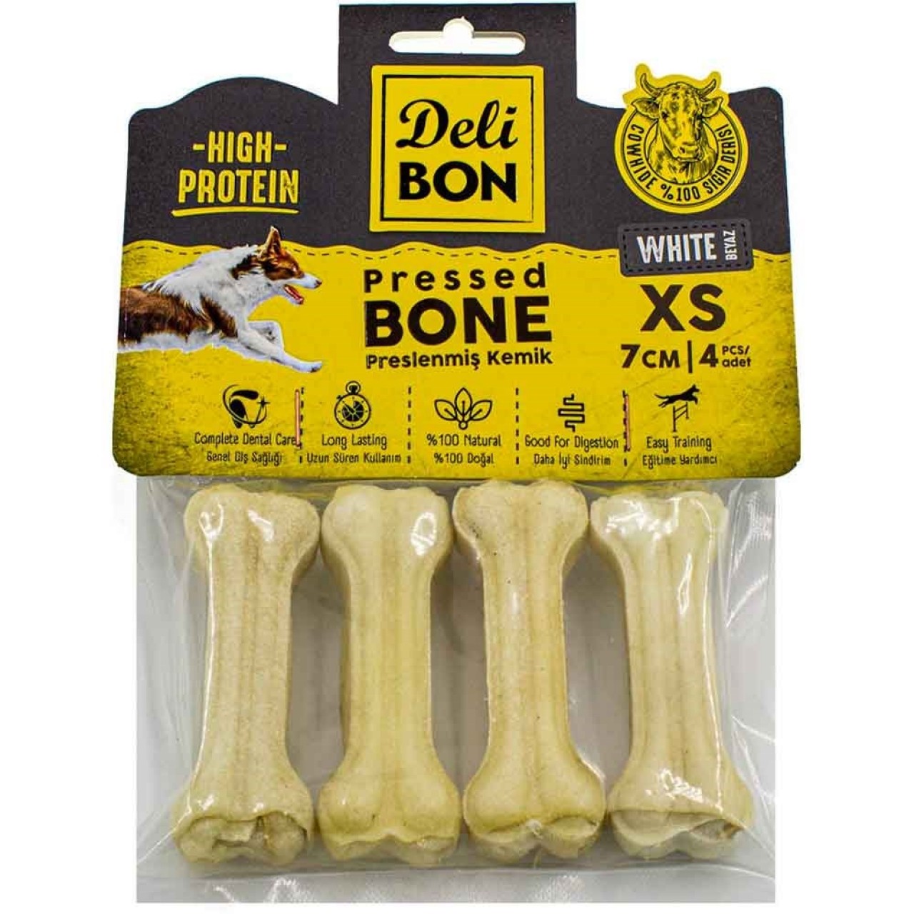 DERİ PRES KEMİK 7CM XS 4LÜ BEYAZ