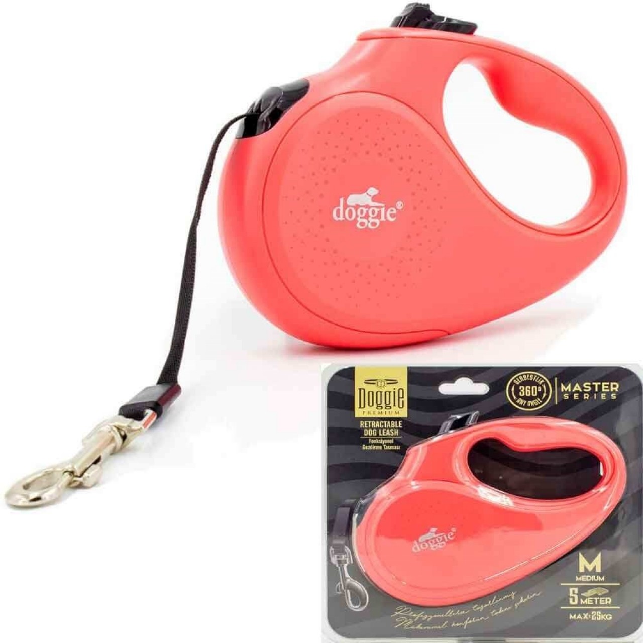 DOGGİE PREMİUM MASTER OTOMATİK TASMA PİNK 5M M