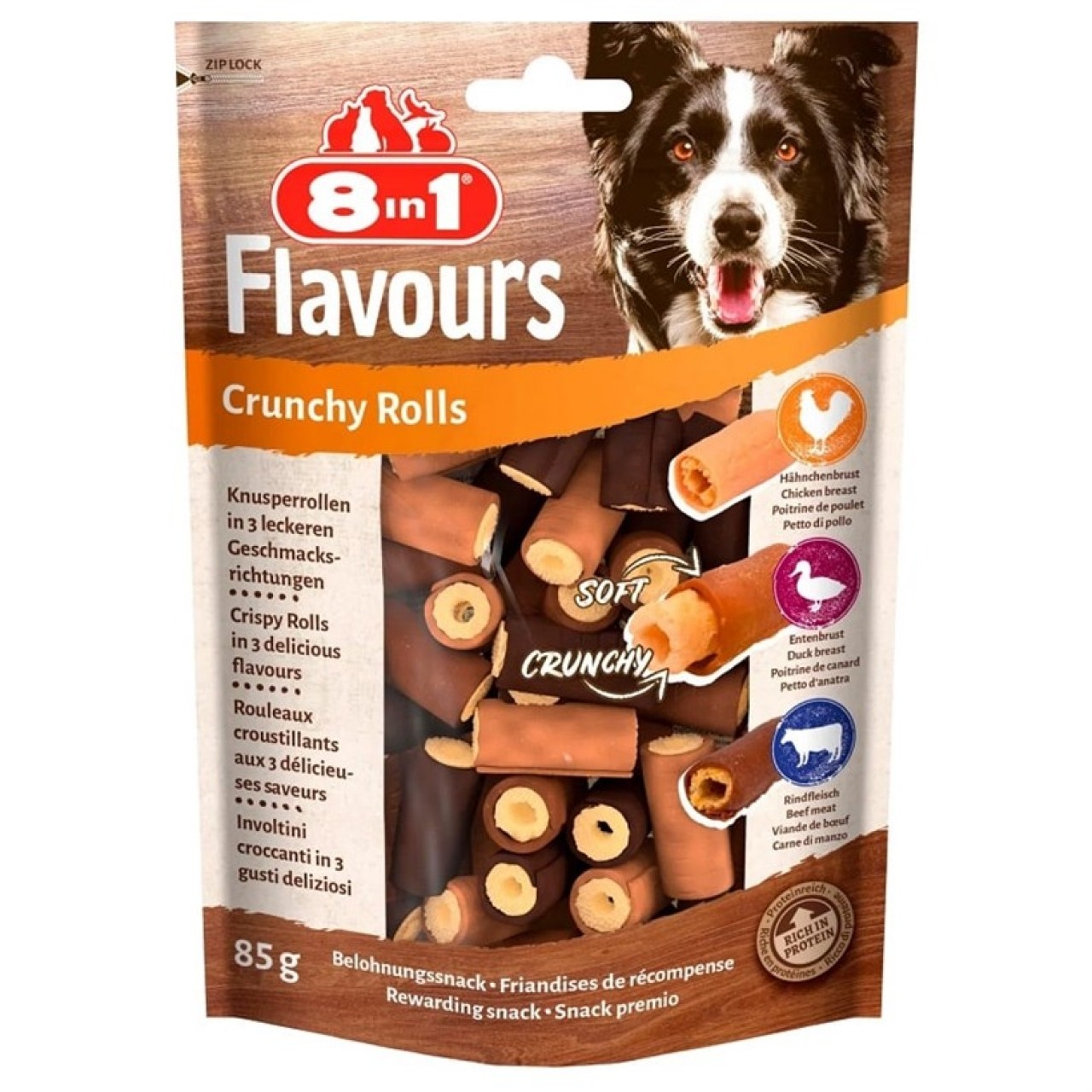 8 IN 1 FLAVOURS CRUNCHY ROLLS 85 G