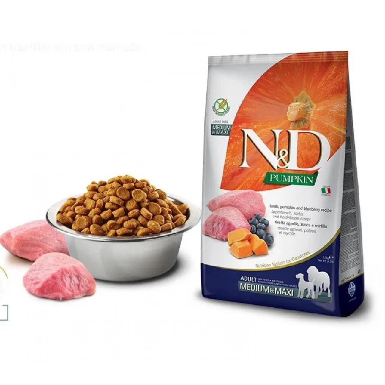 N&D DOG ADULT MEDIUM MAXI KUZU ET - BAL KABAK - YABAN MERSİNİ 12 KG
