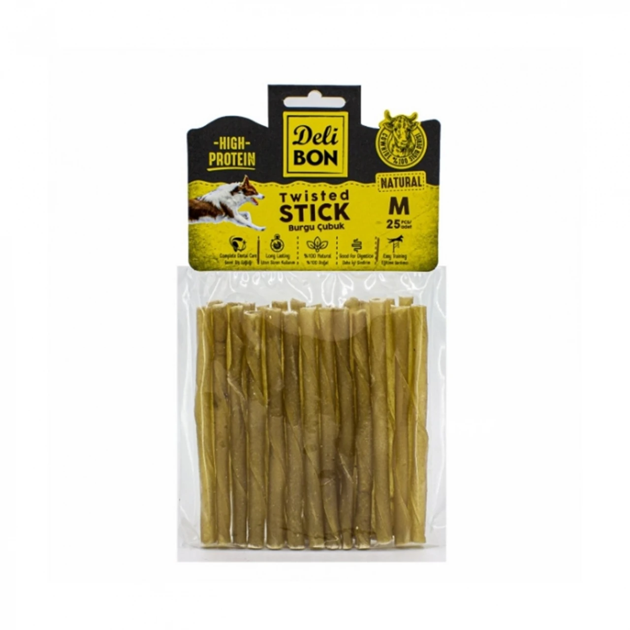 DELİ BON M DERİ BURGU ÇUBUK TWİSTED STİCK 25 ADET NATUREL