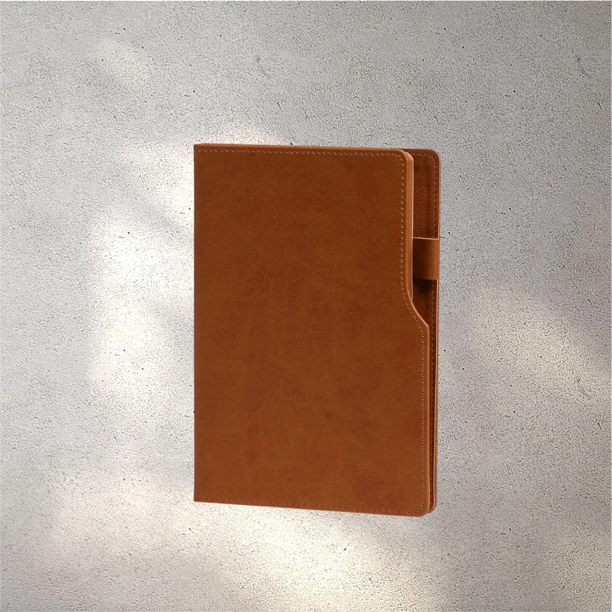 14,5 x 21 cm Termo Deri PU Sert Kapaklı Tarihsiz Defter, 224 Sayfa, 80 gr Ivory Krem Çizgili İç Kağıt, Kenar Boyalı, Kalem Tutuculu