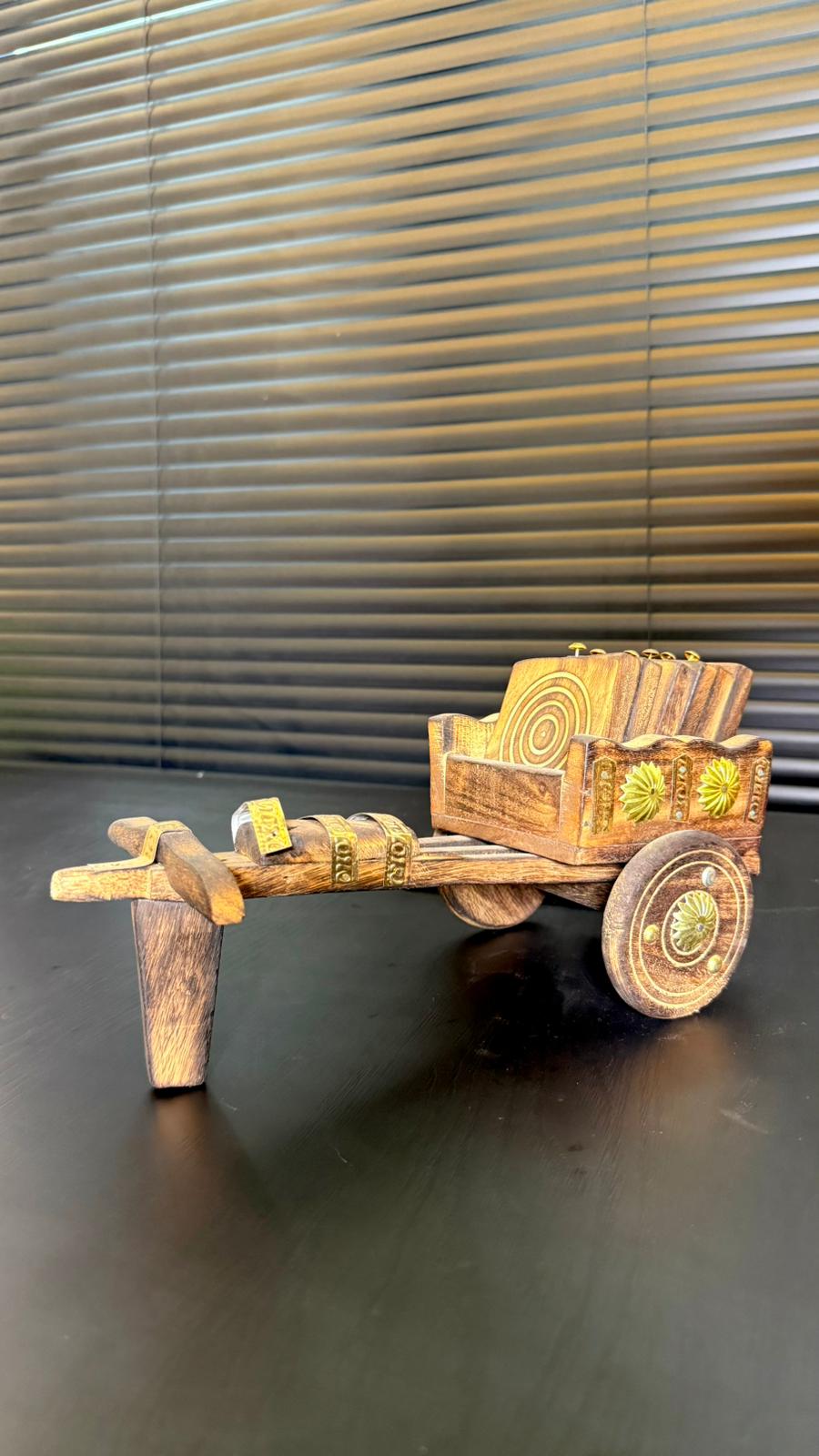 Kağnı Arabalı 6'lı Ahşap Bardak Altlığı   