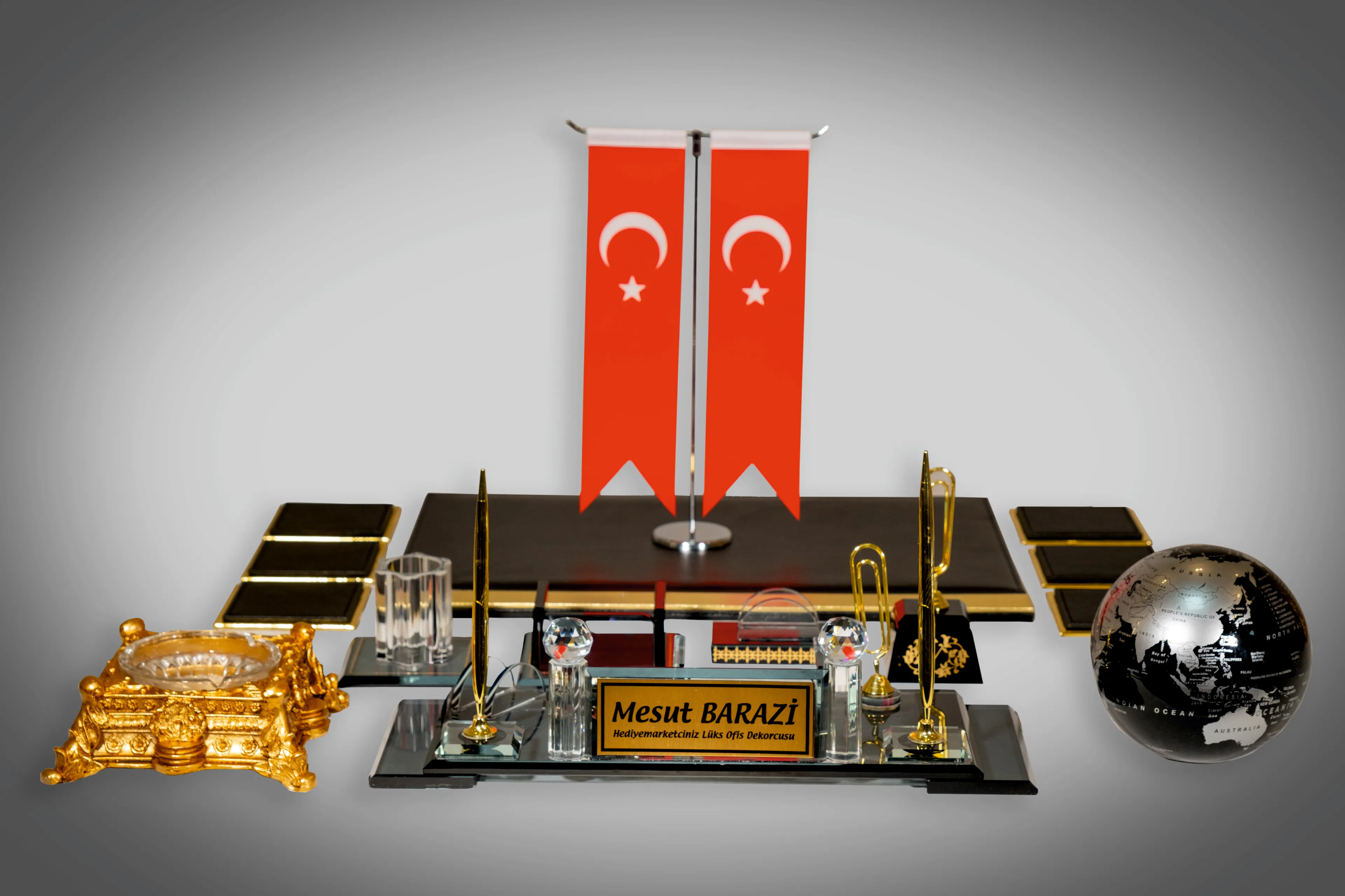 15 Parça Altın Kristal Premium Masa Seti