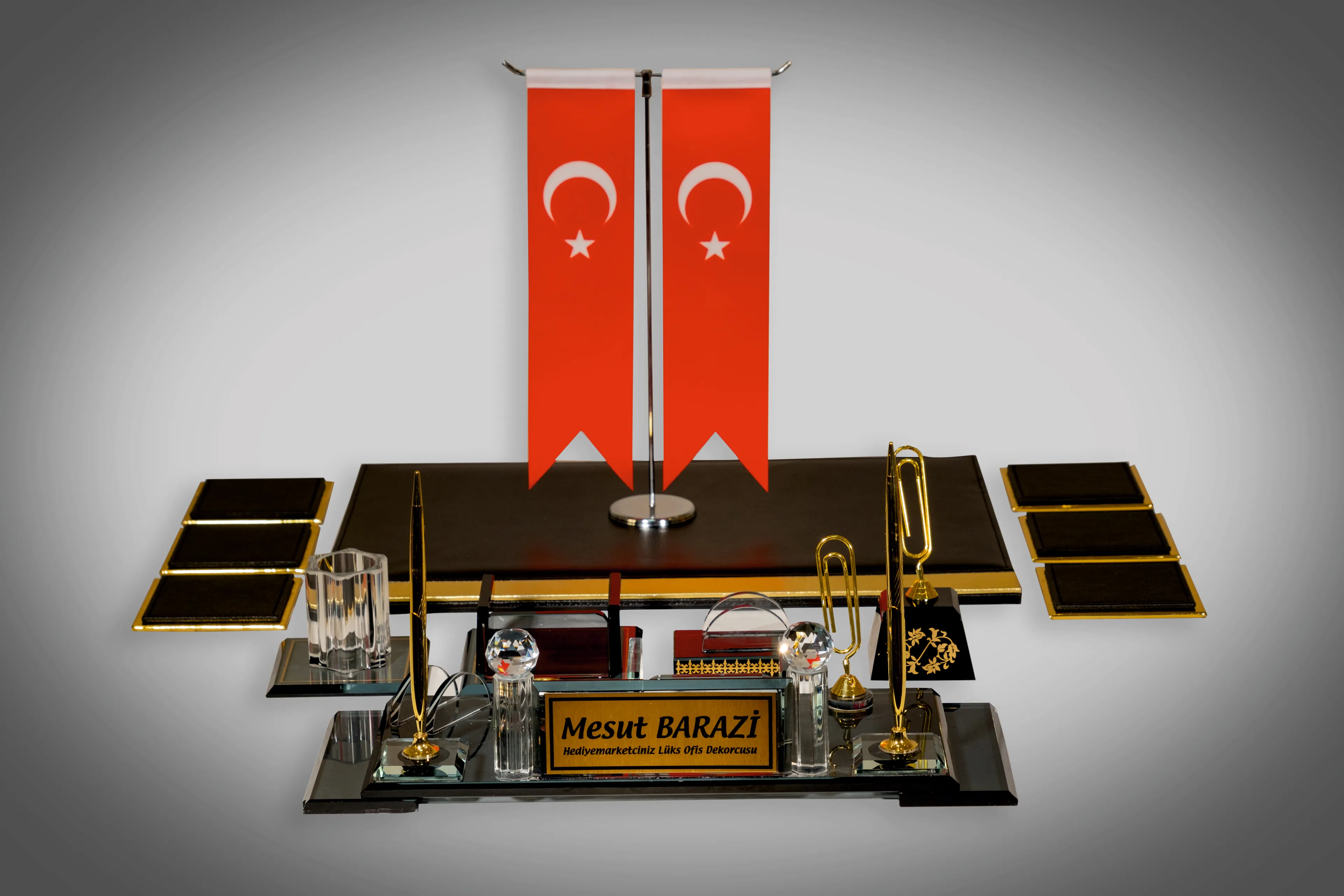 13 Parça Altın Kristal Premium Masa Seti