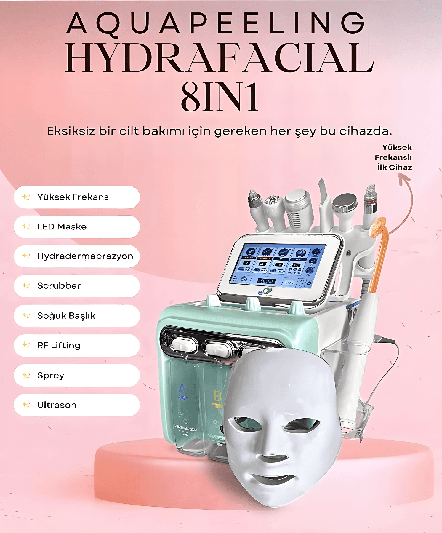 Hydrafacial 8in1 with Led Mask & High Frequency