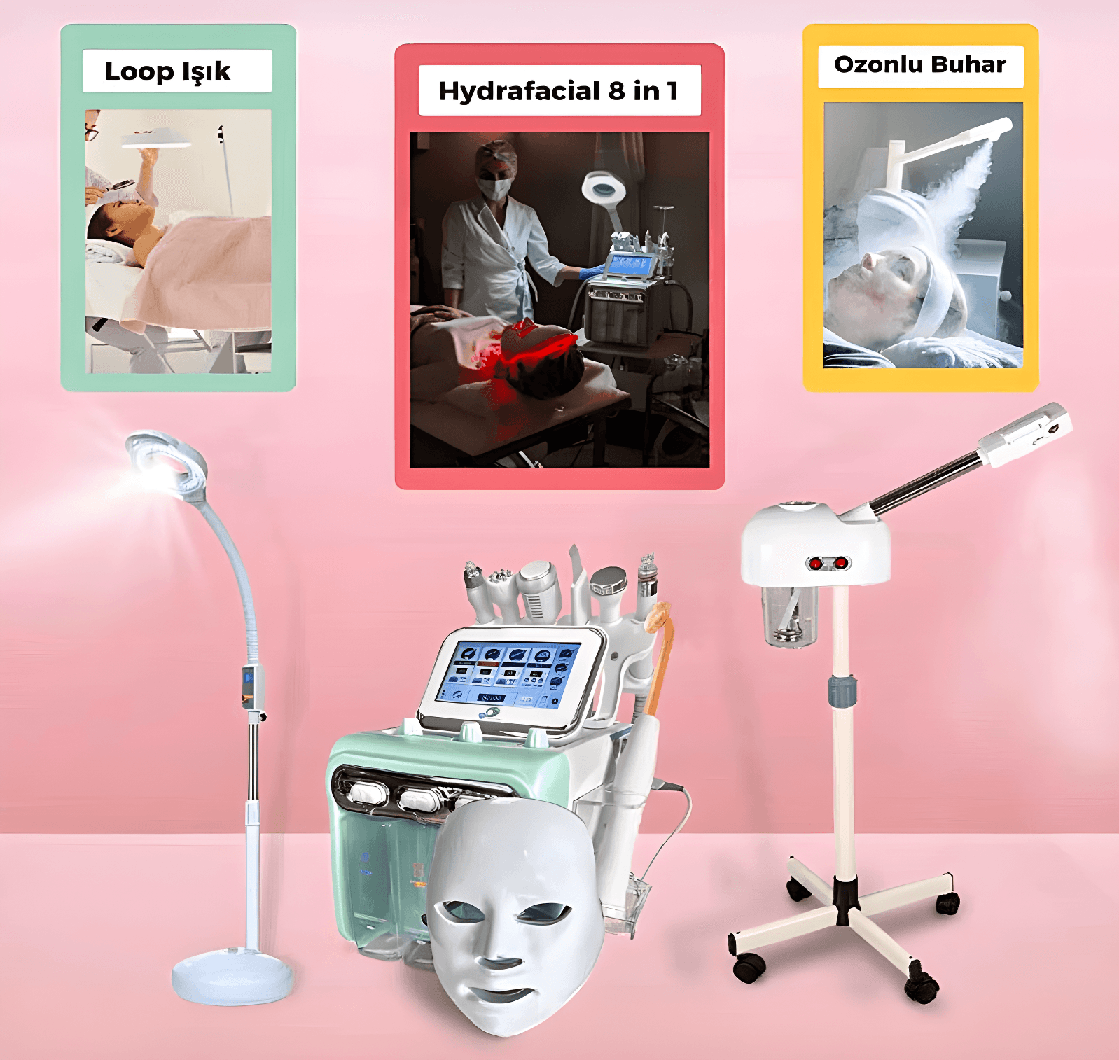 Hydrafacial 8in1 (Big Motor) + Vapozon Steam + Magnifying Loop Light (American Skin Care Set)