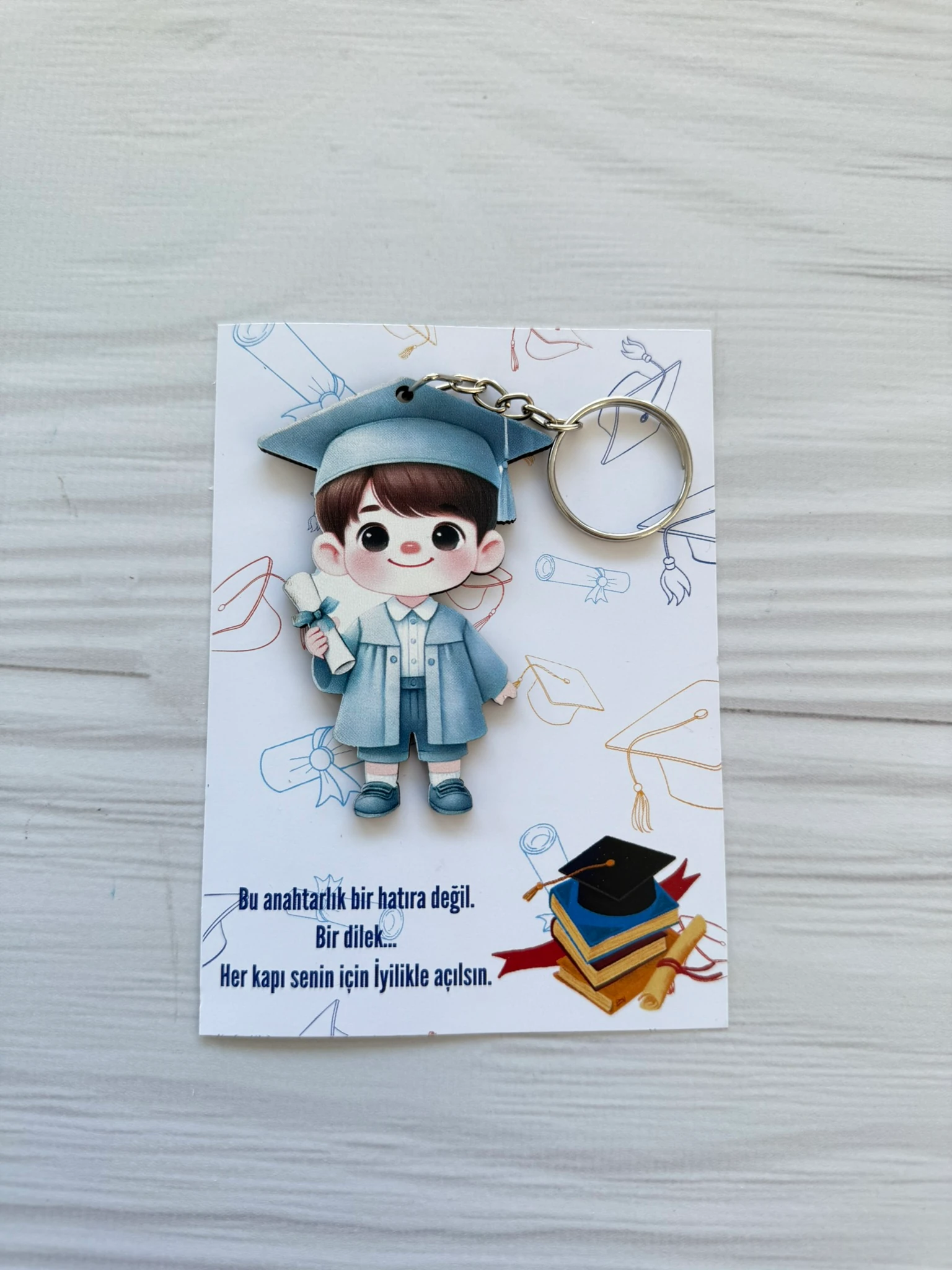 Mezuniyet Hatırası Anahtarlık Erkek Temalı
