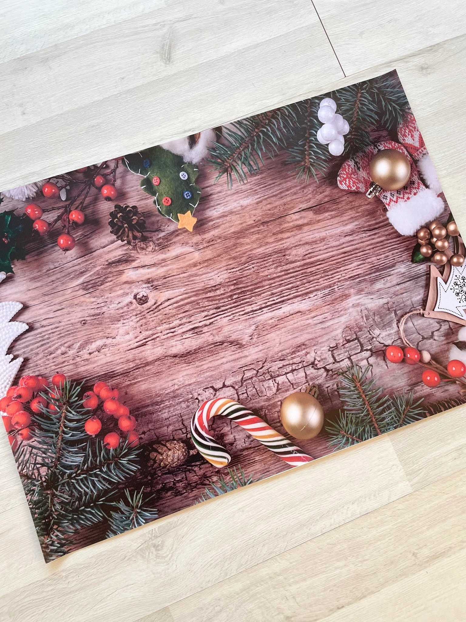 Yeni Yıl Dekorlu Ahşap Fotoğraf Çekim Fonu