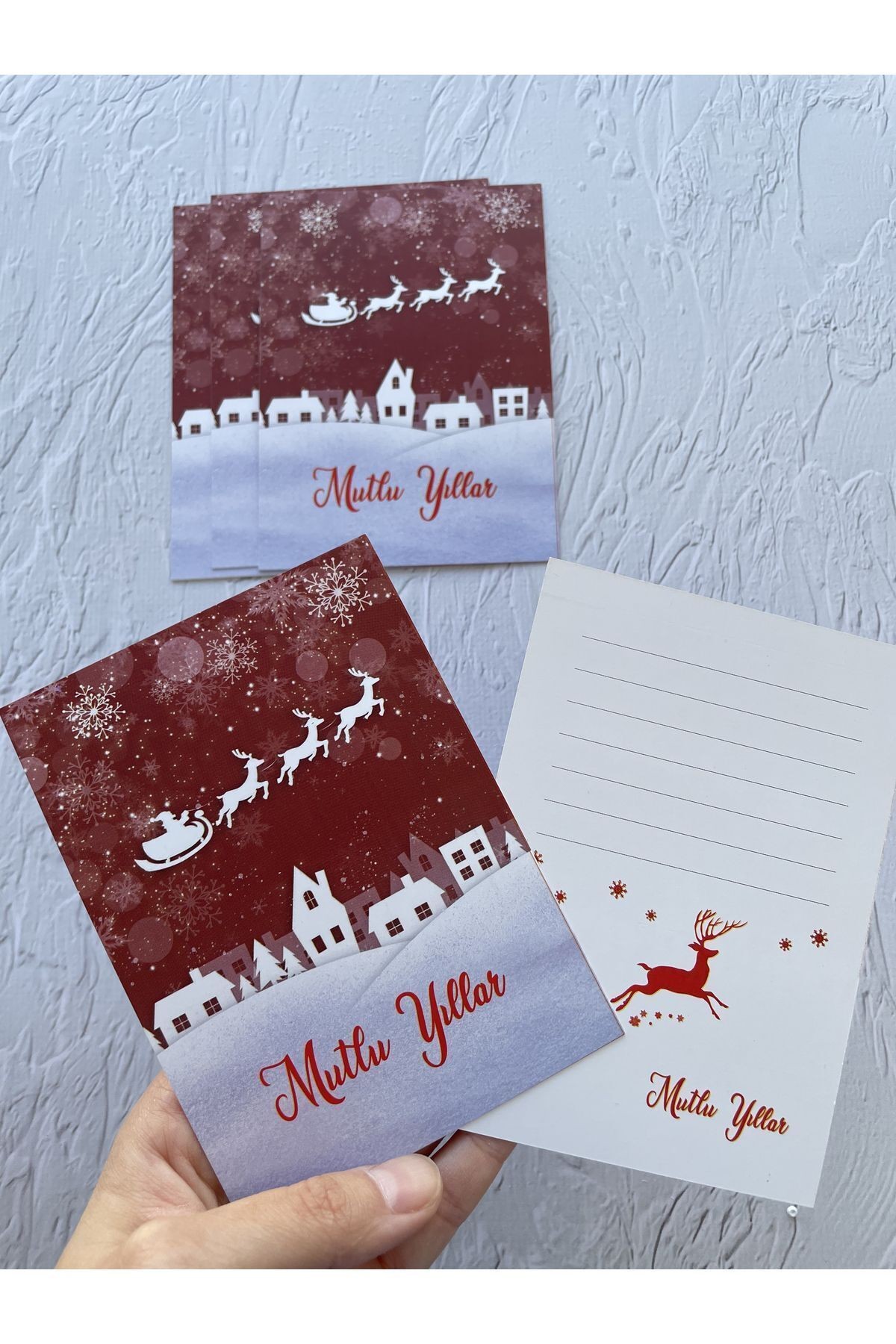 Yılbaşı-Yeni Yıl Temalı Mutlu Yıllar Teşekkür/Not Kartı - Kartpostal 30 Adet/9,5-13 cm