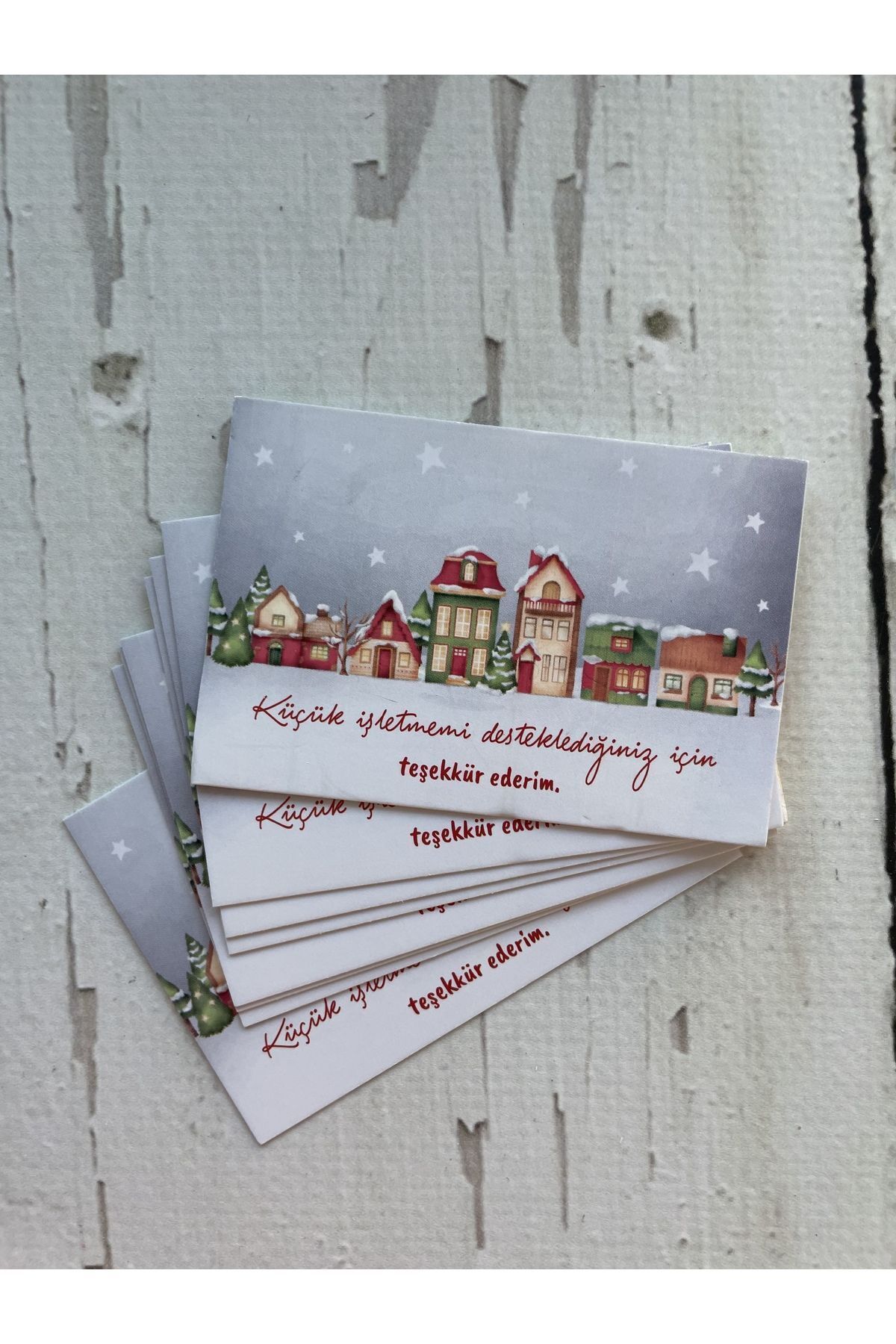 Yılbaşı Kartı 8,2-5 Cm. Küçük Işletmemi Desteklediğiniz Için Teşekkür Ederim. - 30 Adet