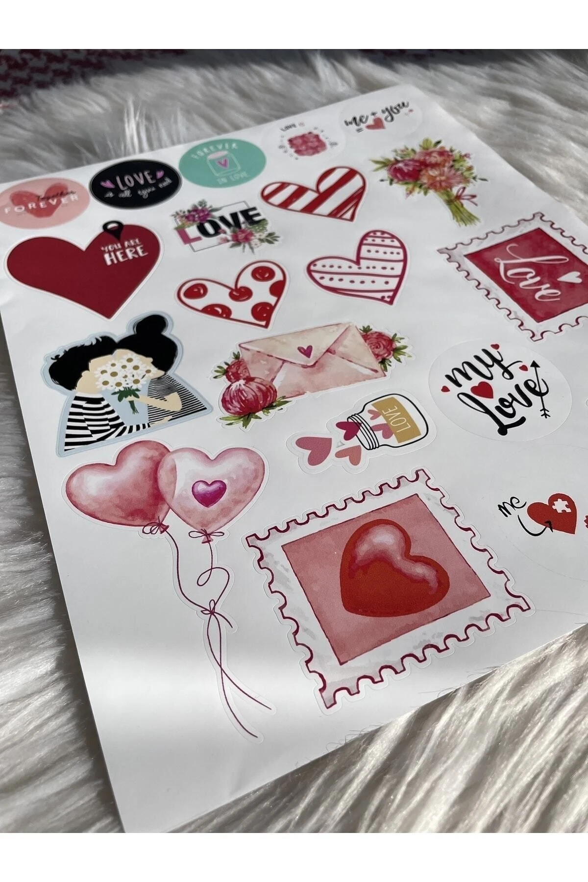 Sevgililer Günü Etiket Seti - (2 SET / 40 ADET STİCKER)
