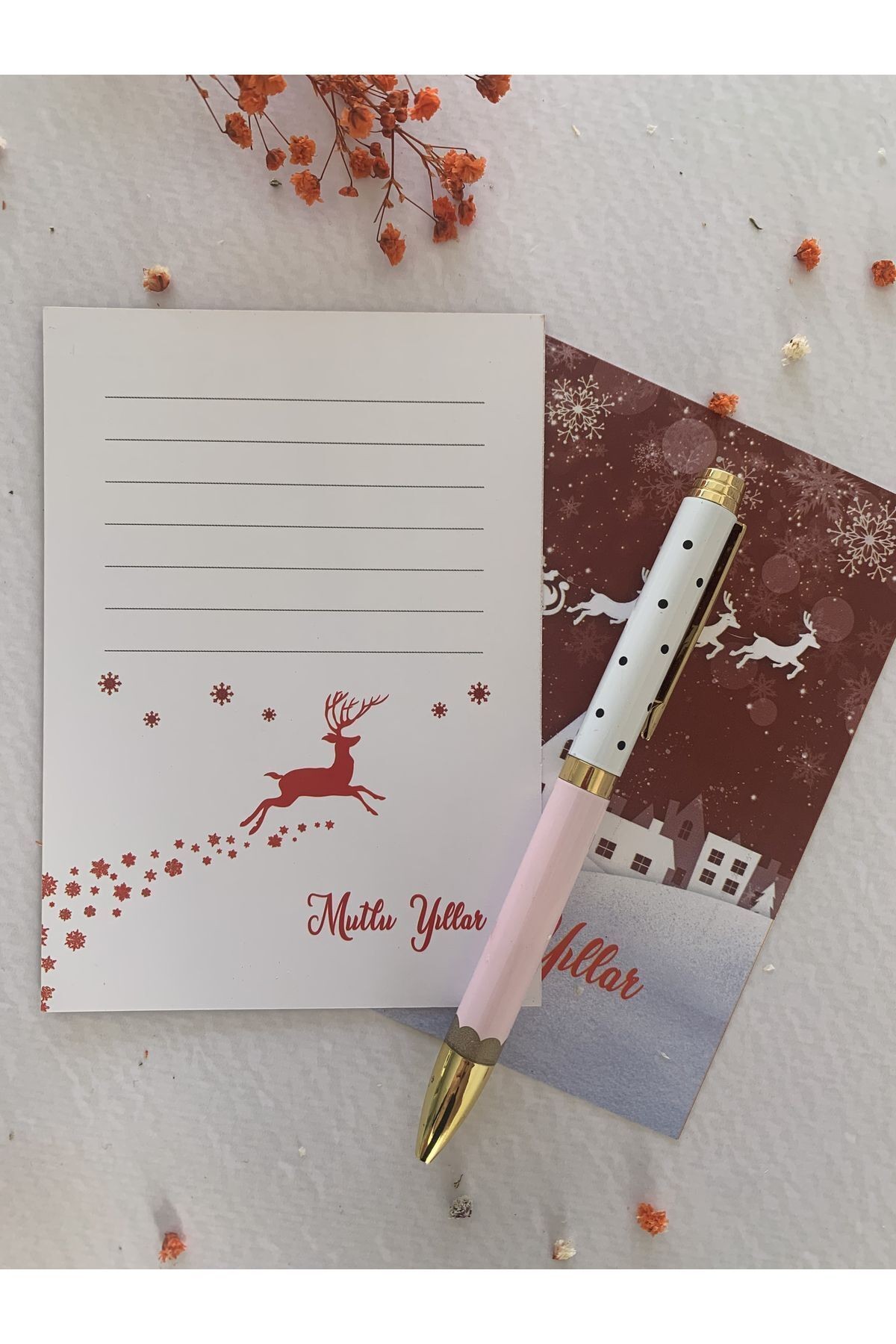 Yılbaşı-Yeni Yıl Temalı Mutlu Yıllar Teşekkür/Not Kartı - Kartpostal 30 Adet/9,5-13 cm