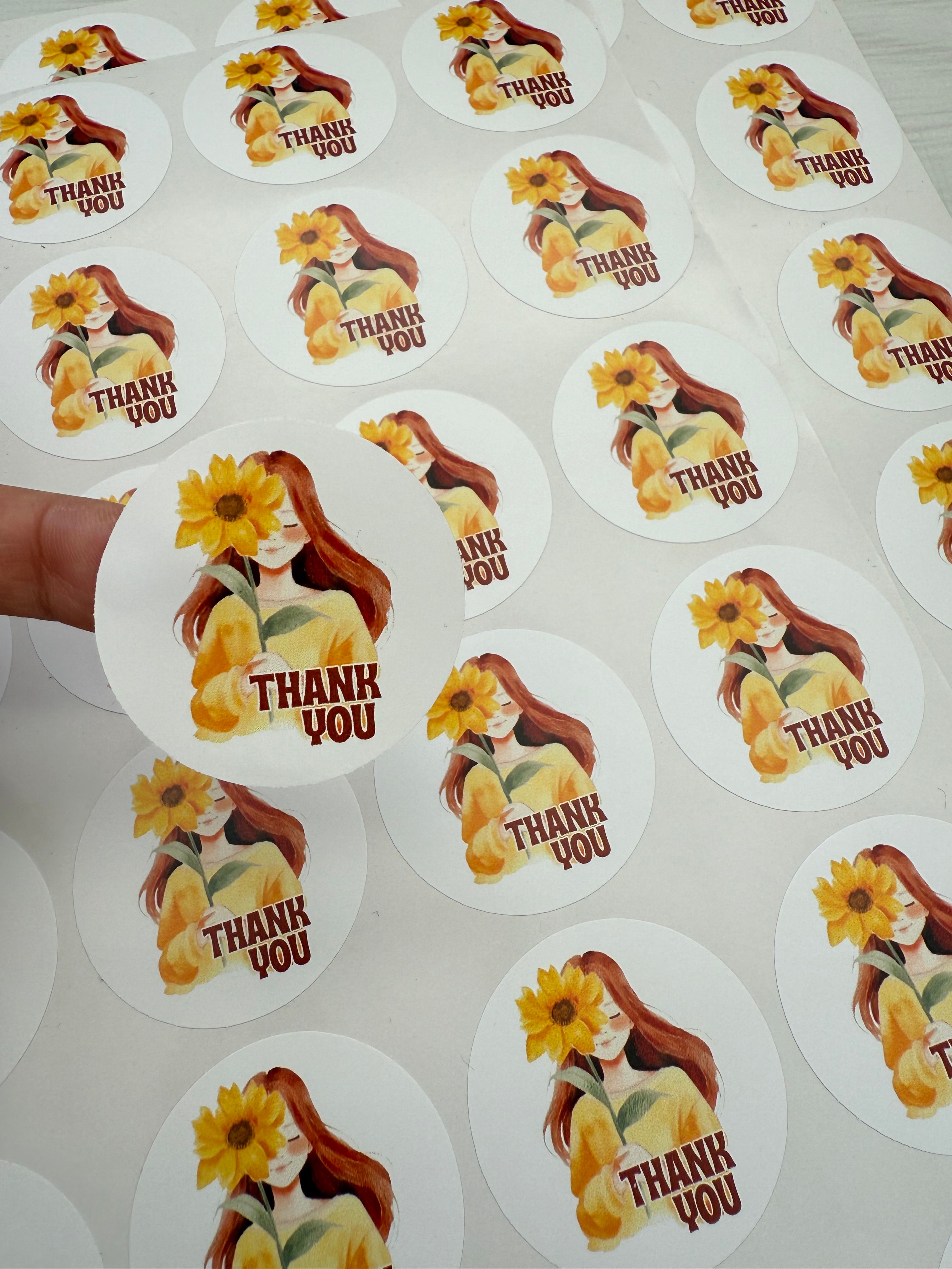 Ayçiçekli Kız Sticker 50li