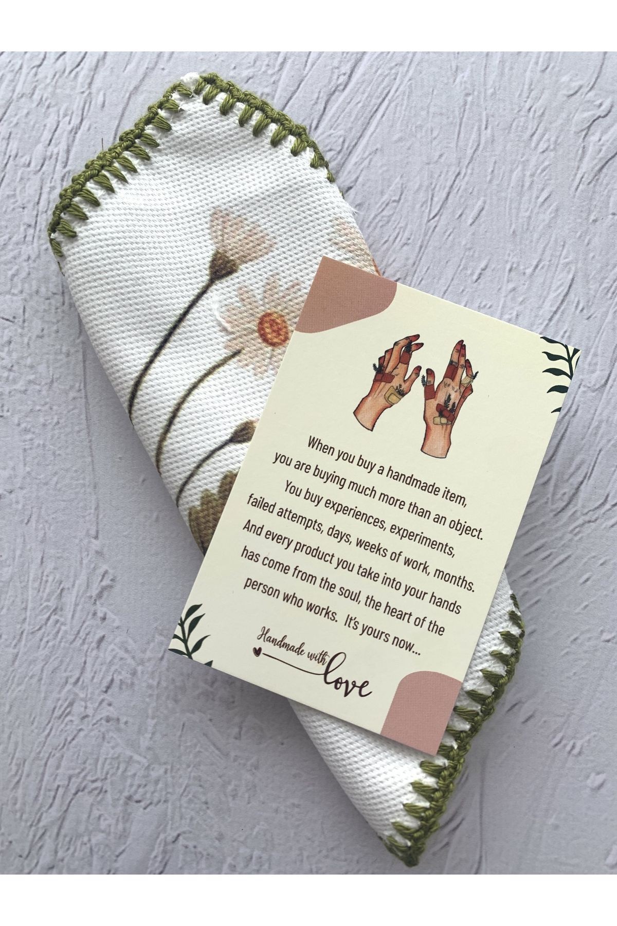 El Yapımı Temalı Ingilizce Teşekkür Kartı - Handmade With Love - El Emeği - Not Kartı - 30 Adet
