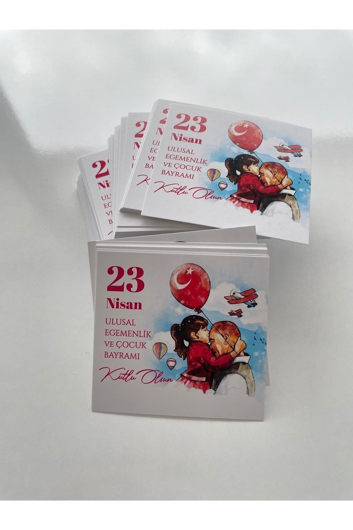 23 Nisan Ulusal Egemenlik Ve Çocuk Bayramı Temalı Tebrik - Bileklik - Not Kartı / 9-9,5 Cm. 30 Adet