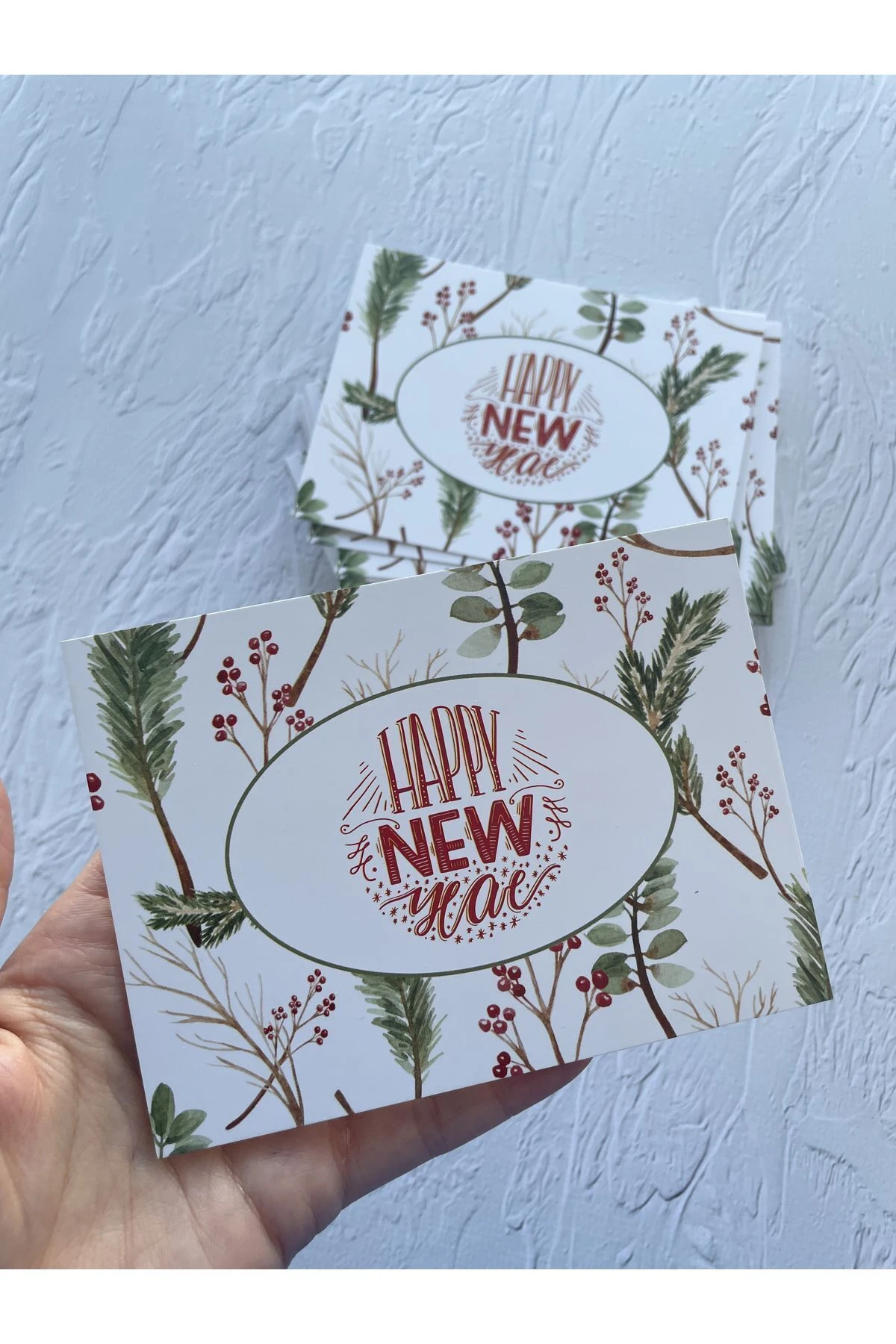 Yılbaşı -Yeni Yıl Teşekkür / Not Kartı 9,5-13 cm. Happy New Year - 30 Adet