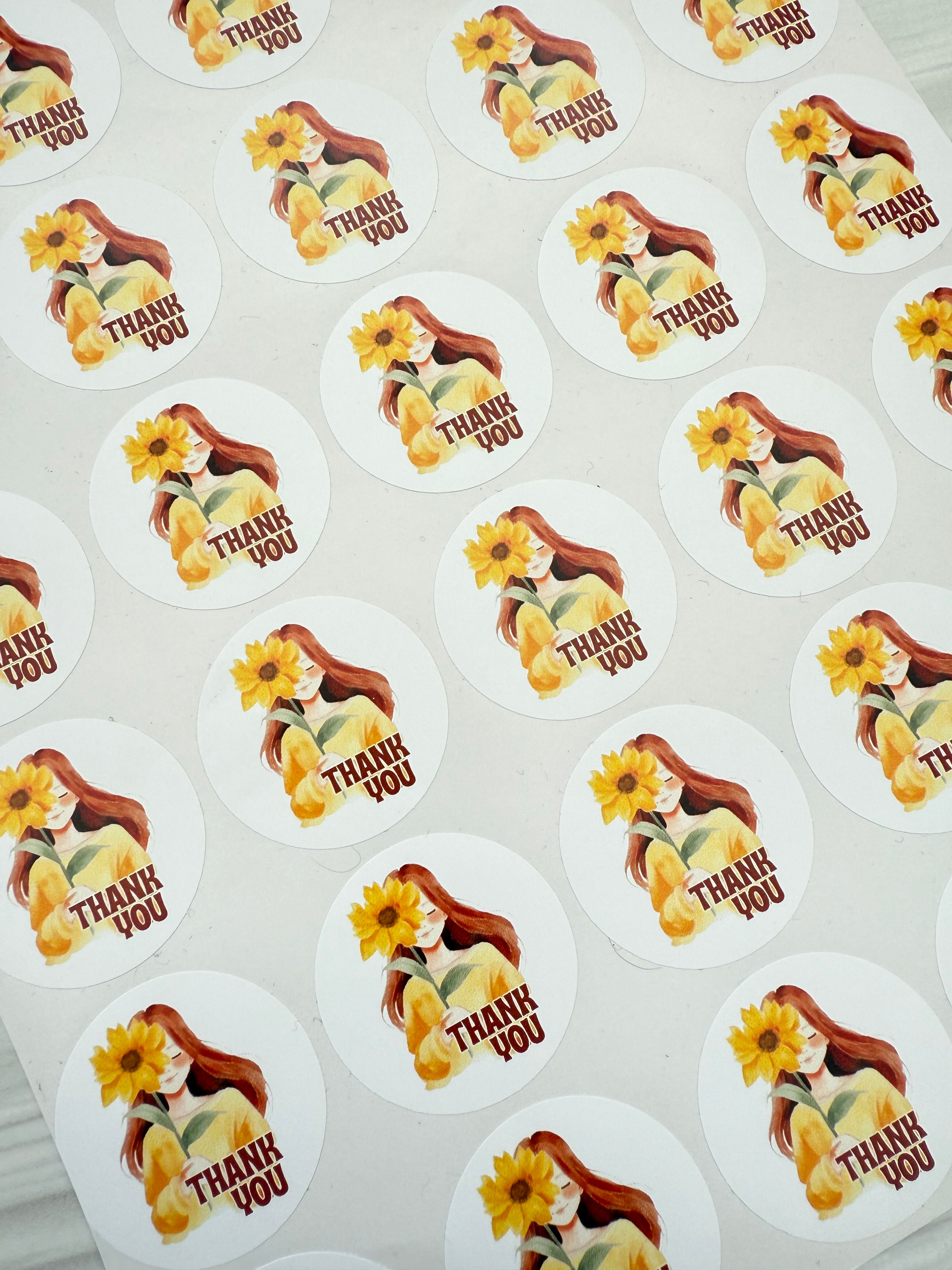 Ayçiçekli Kız Sticker 50li
