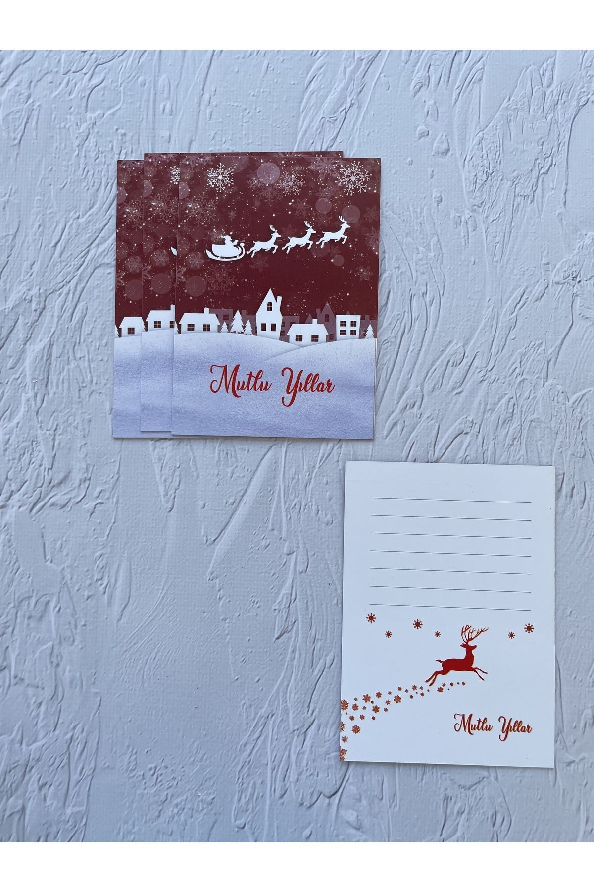 Yılbaşı-Yeni Yıl Temalı Mutlu Yıllar Teşekkür/Not Kartı - Kartpostal 30 Adet/9,5-13 cm