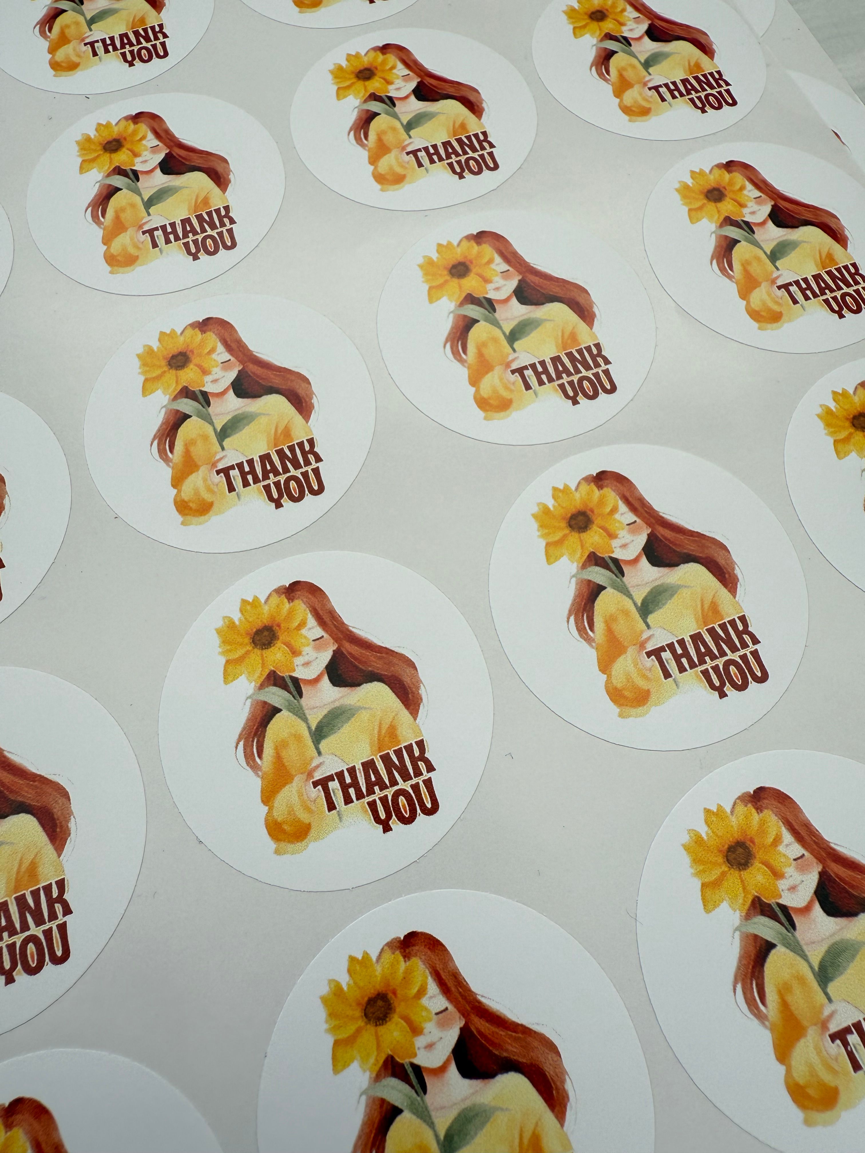 Ayçiçekli Kız Sticker 50li