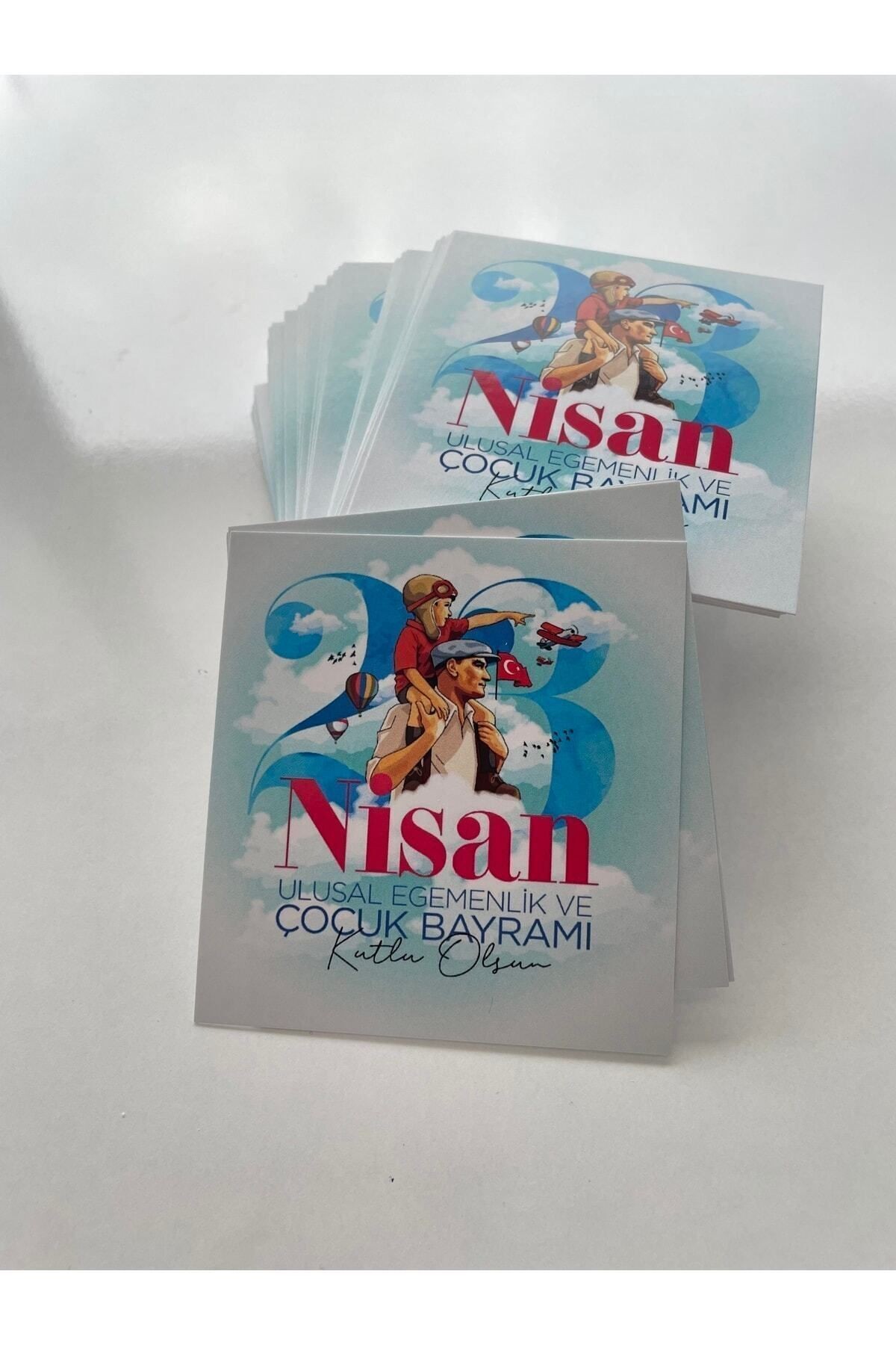 23 Nisan Ulusal Egemenlik ve Çocuk Bayramı Temalı Tebrik - Bileklik - Not Kartı / 9-9,5 cm 30 Adet