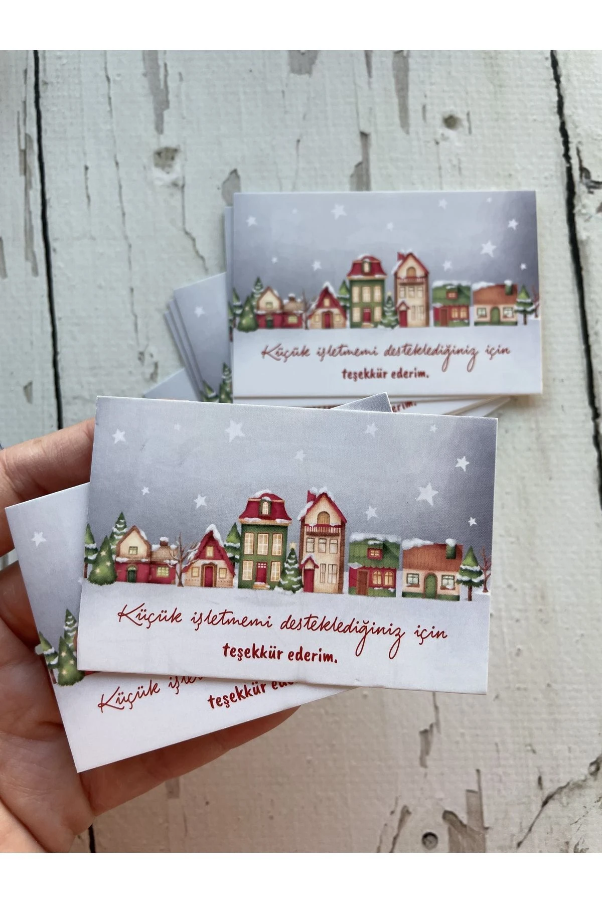 Yılbaşı Kartı 8,2-5 Cm. Küçük Işletmemi Desteklediğiniz Için Teşekkür Ederim. - 30 Adet