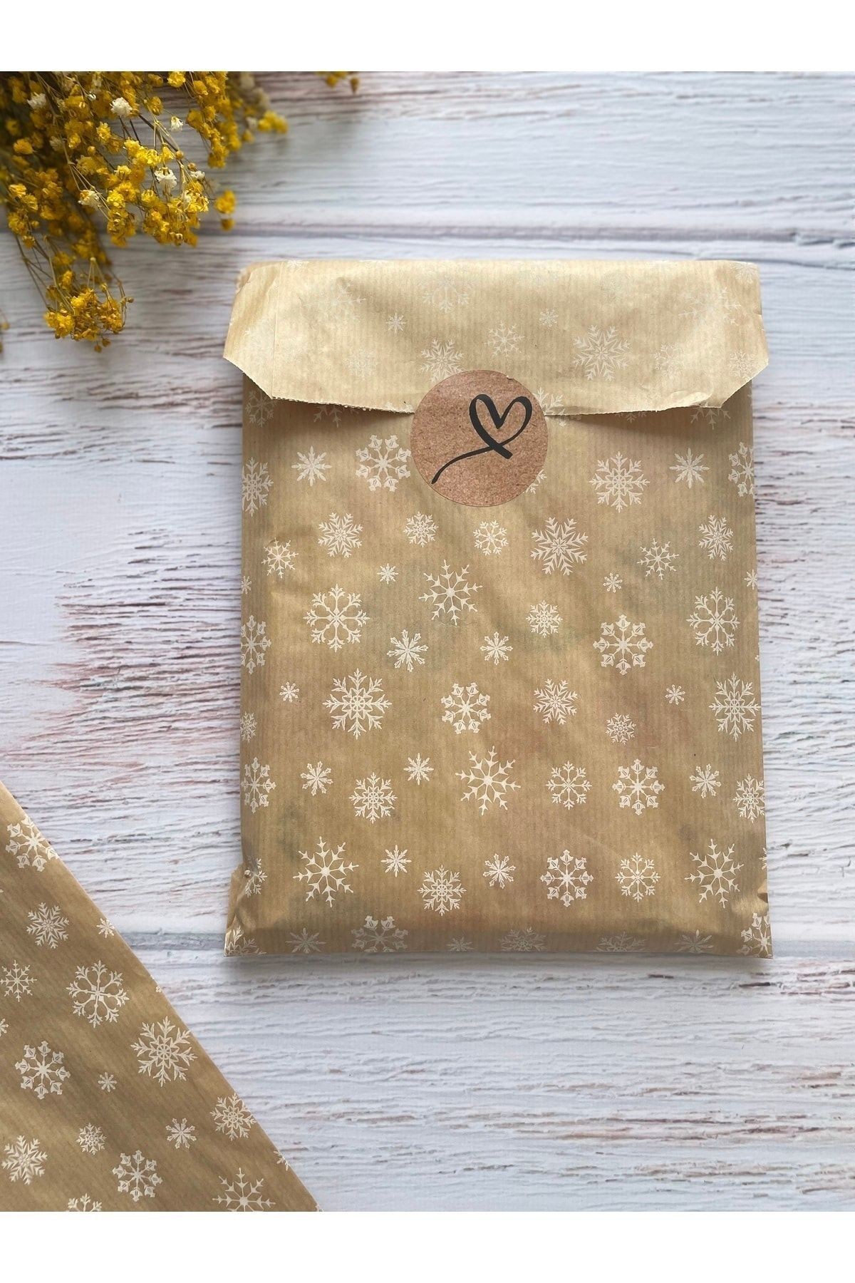 Kar Taneli Kraft Zarf Paket - Hediye Paketi - 11x20 cm. 20 Adet