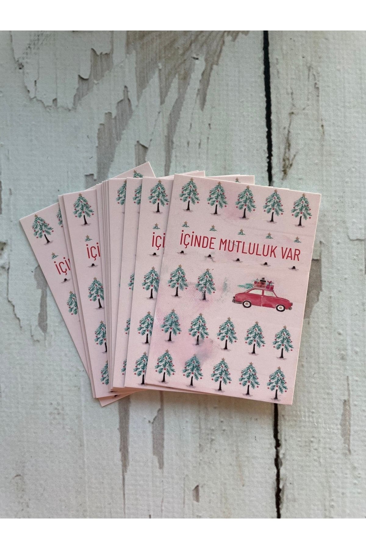 Yılbaşı Kartı 8-5.5 Cm. Içinde Mutluluk Var - 30 Adet