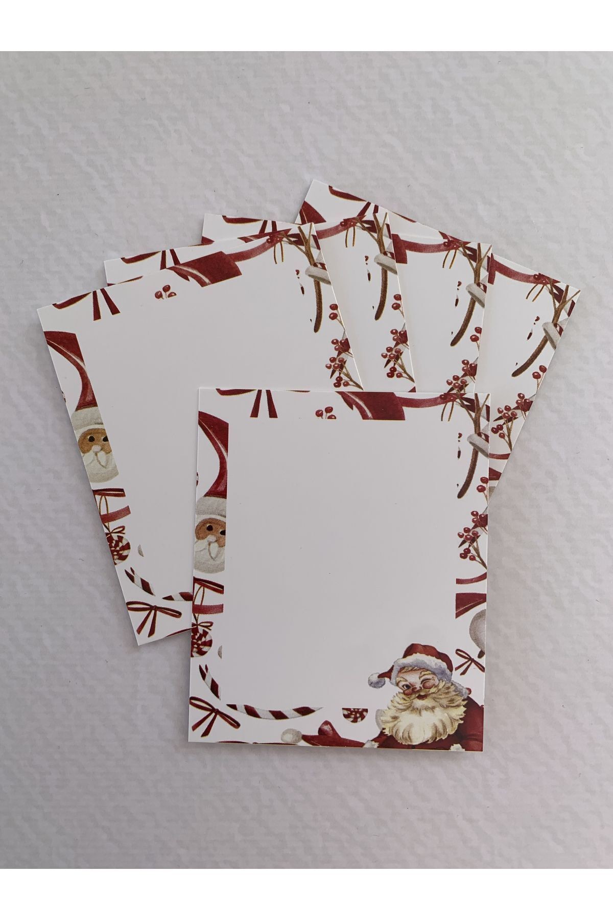 Yılbaşı-Yeni Yıl Not / Teşekkür / Zarf Kartı 6,7-8,2 cm. Noel Baba Model-30 Adet