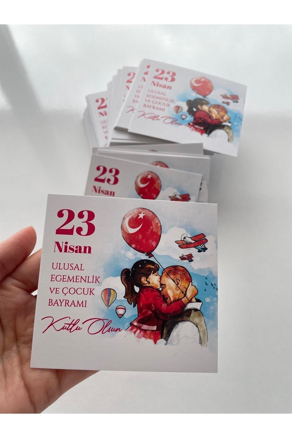 23 Nisan Ulusal Egemenlik Ve Çocuk Bayramı Temalı Tebrik - Bileklik - Not Kartı / 9-9,5 Cm. 30 Adet