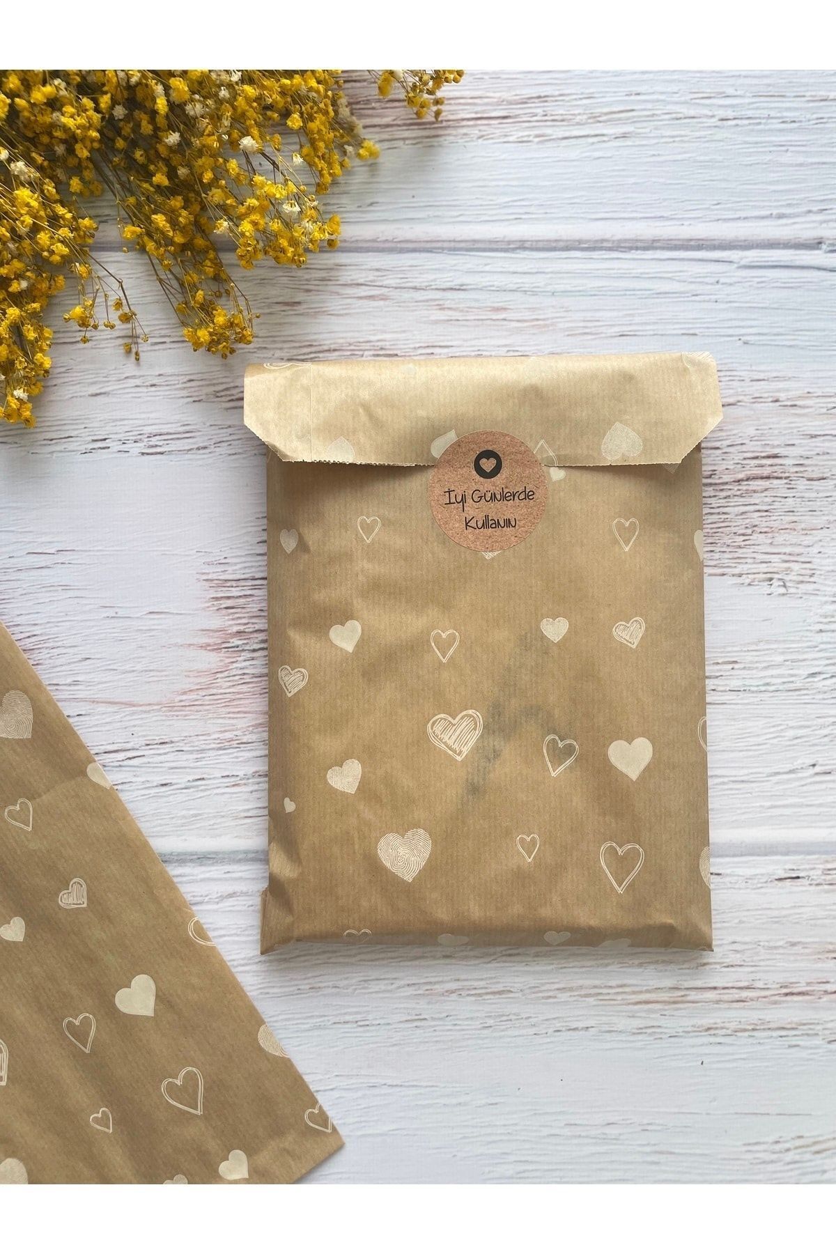 Beyaz Kalpli Kraft Zarf Paket - Hediye Paketi - 11x20 cm. 20 Adet