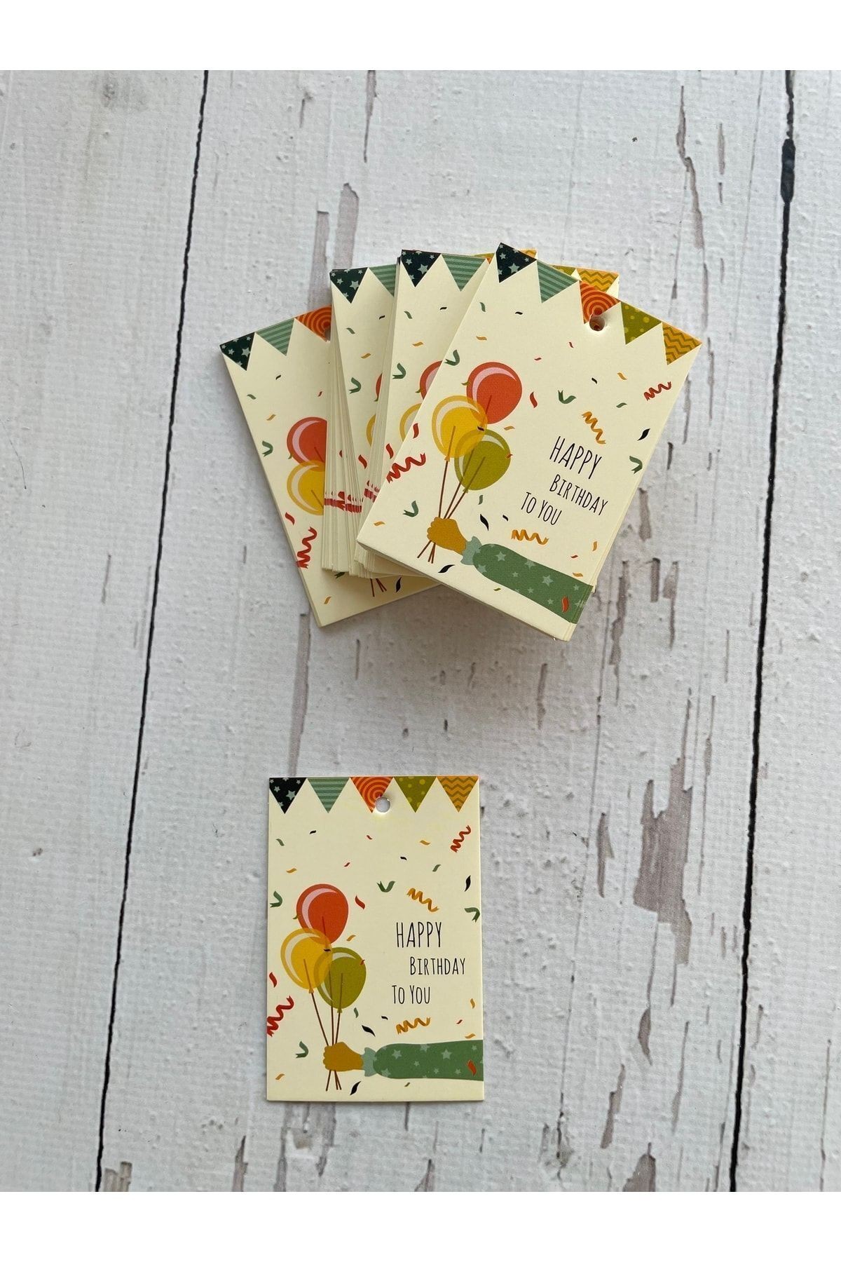 Hediye / Teşekkür / Not Etiketi 5-7 Cm. Happy Birthday To You (delikli) - 50 Adet