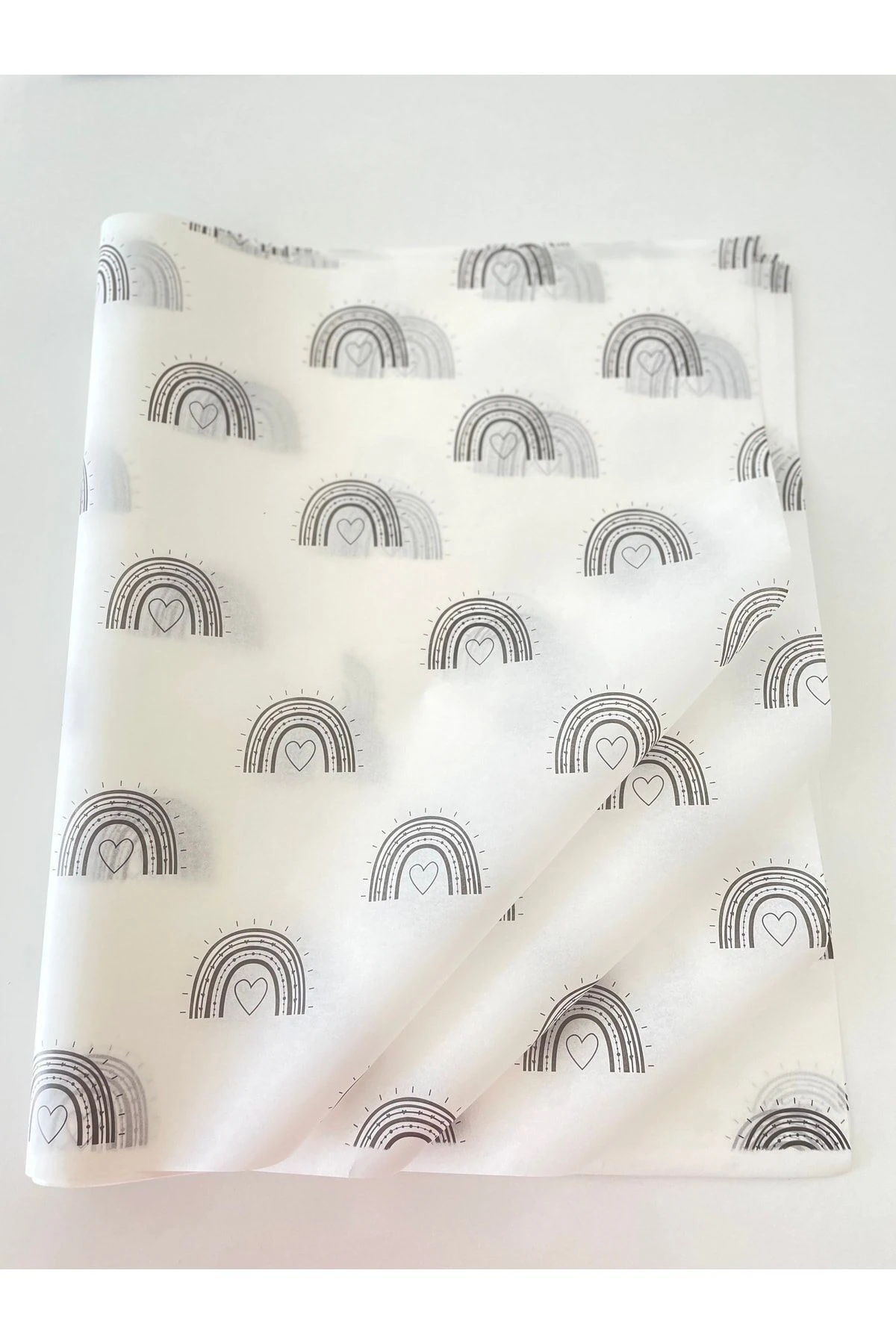 Siyah Gökkuşağı Desenli Beyaz Pelur Kağıdı / Paketleme Kağıdı - 20 Adet -50 Adet - 100 Adet - 500 Adet - 1000 Adet  / 50x70 cm.