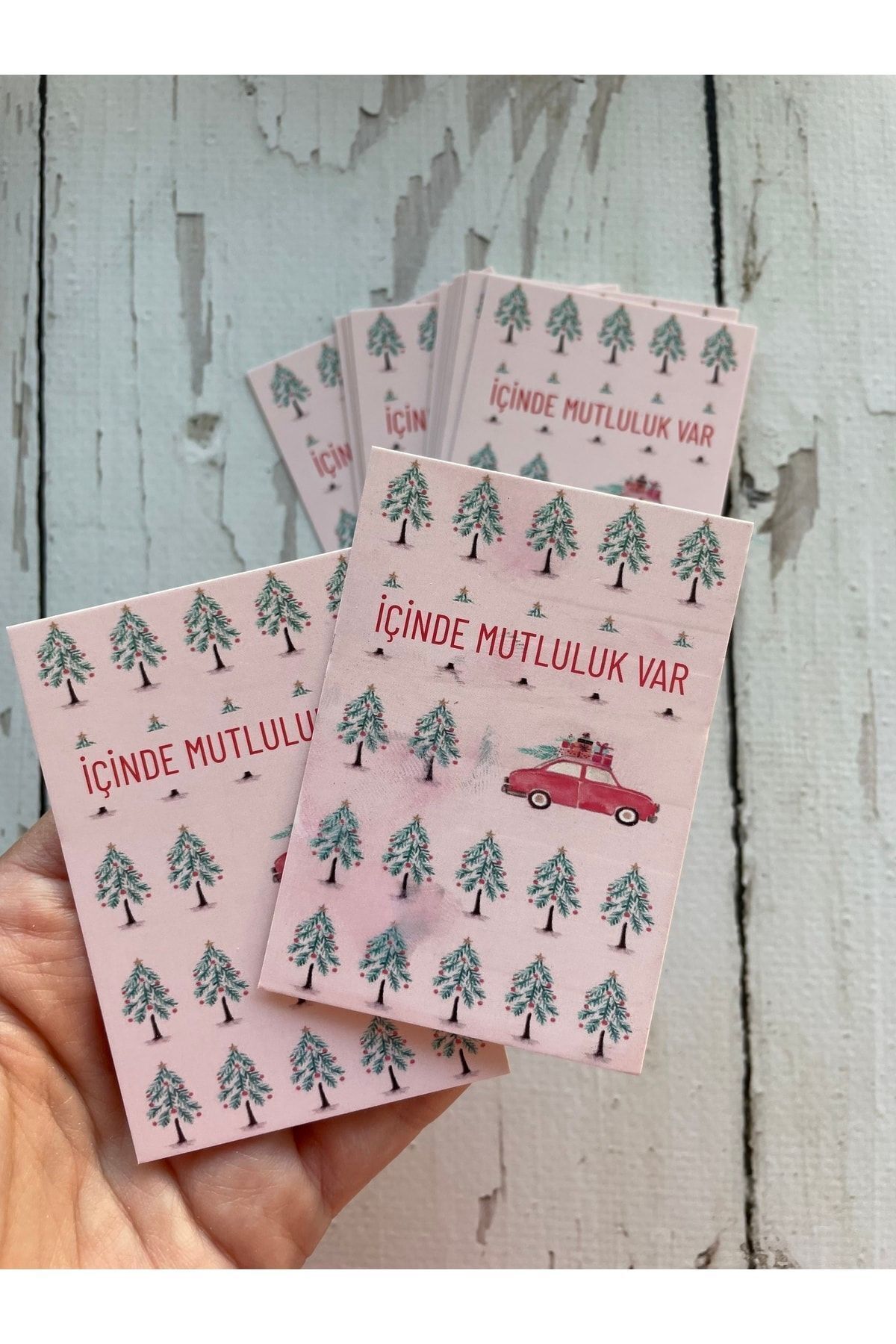 Yılbaşı Kartı 8-5.5 Cm. Içinde Mutluluk Var - 30 Adet