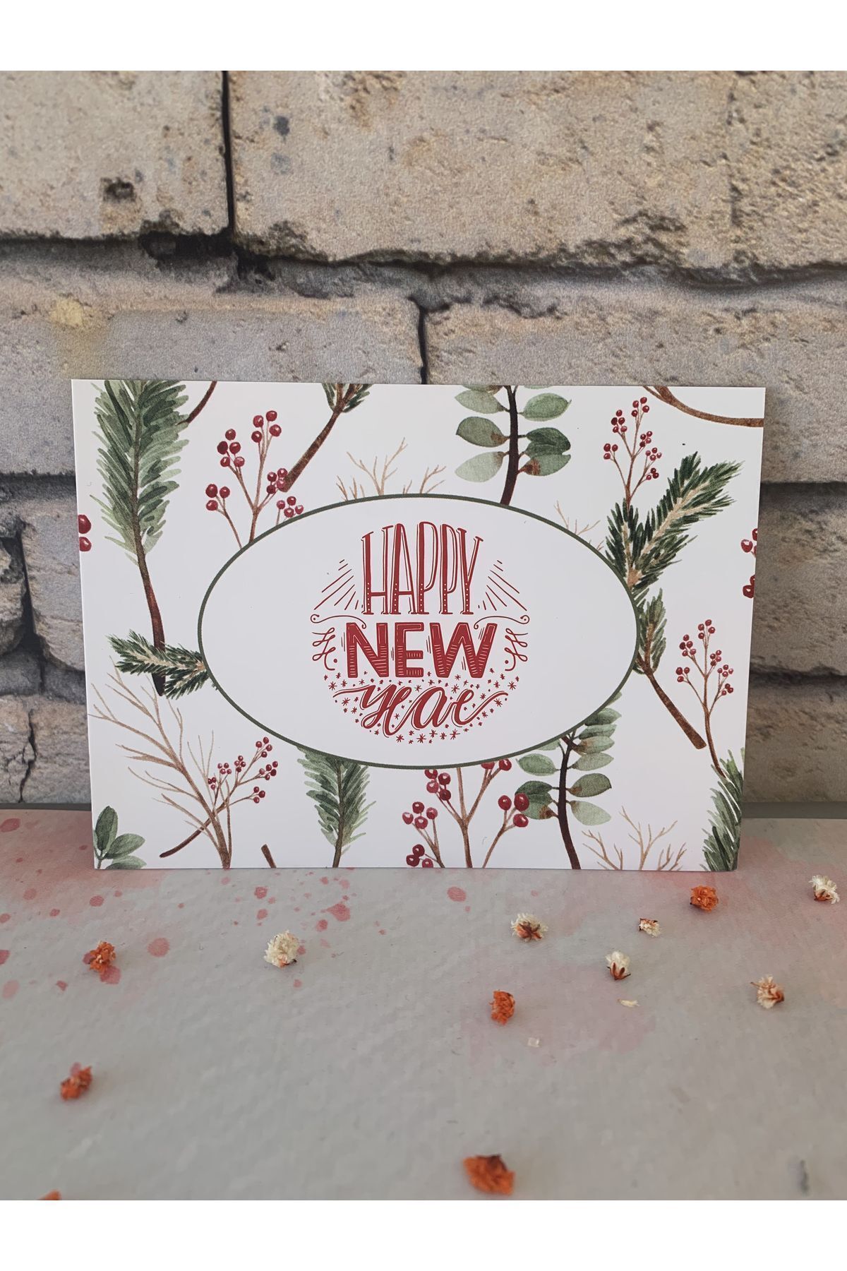 Yılbaşı -Yeni Yıl Teşekkür / Not Kartı 9,5-13 cm. Happy New Year - 30 Adet