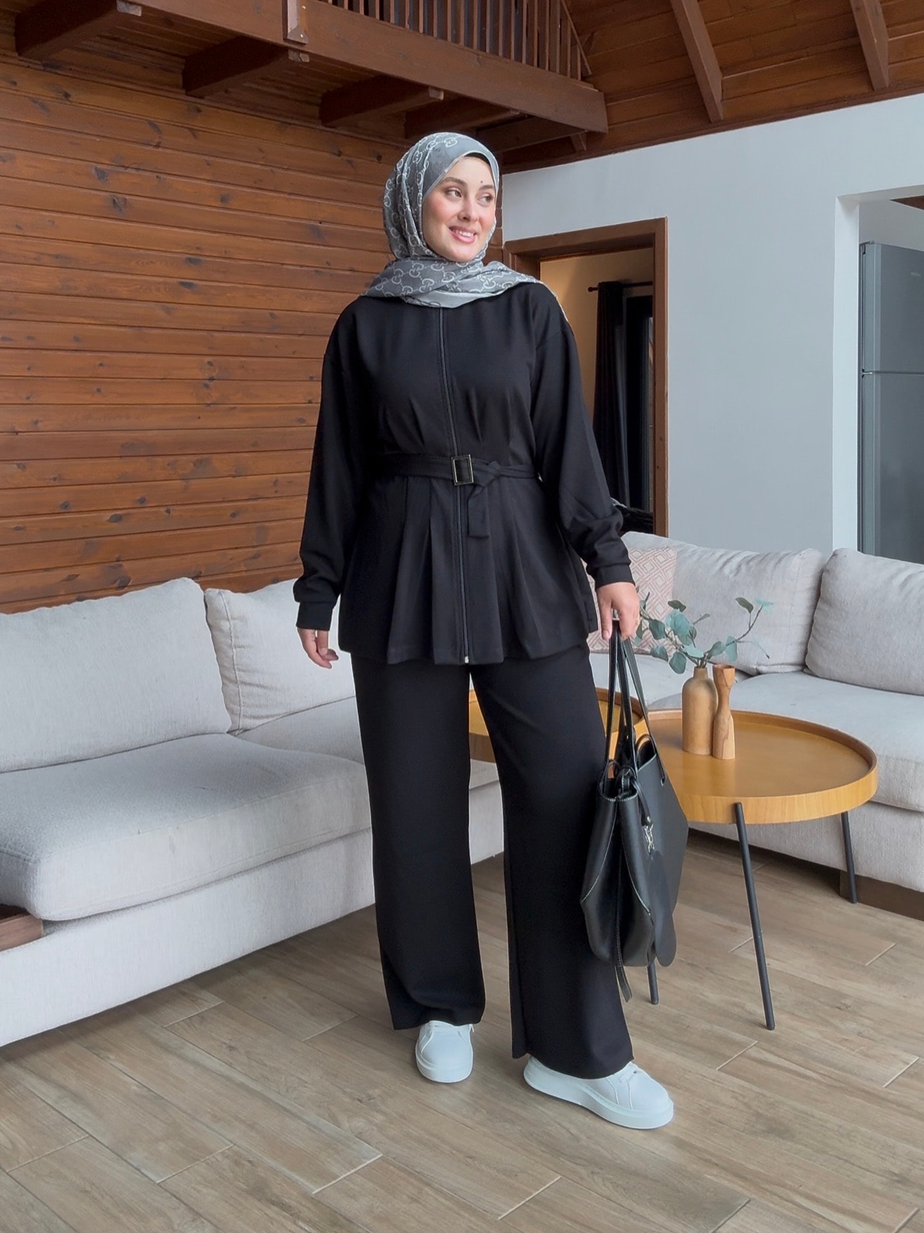 Kemerli Oysho Kumaş Takım - Siyah