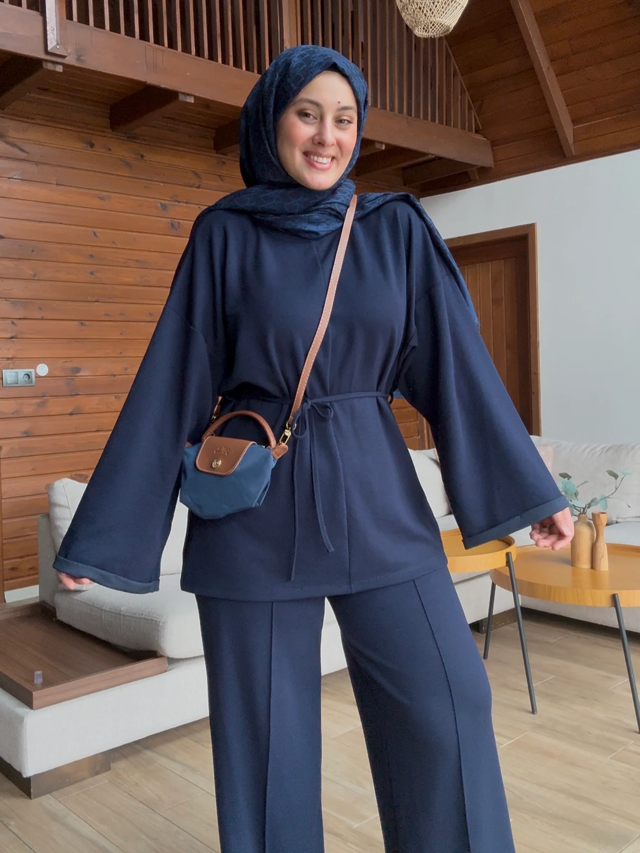 Bel Bağcıklı Oysho Kumaş Takım- Lacivert