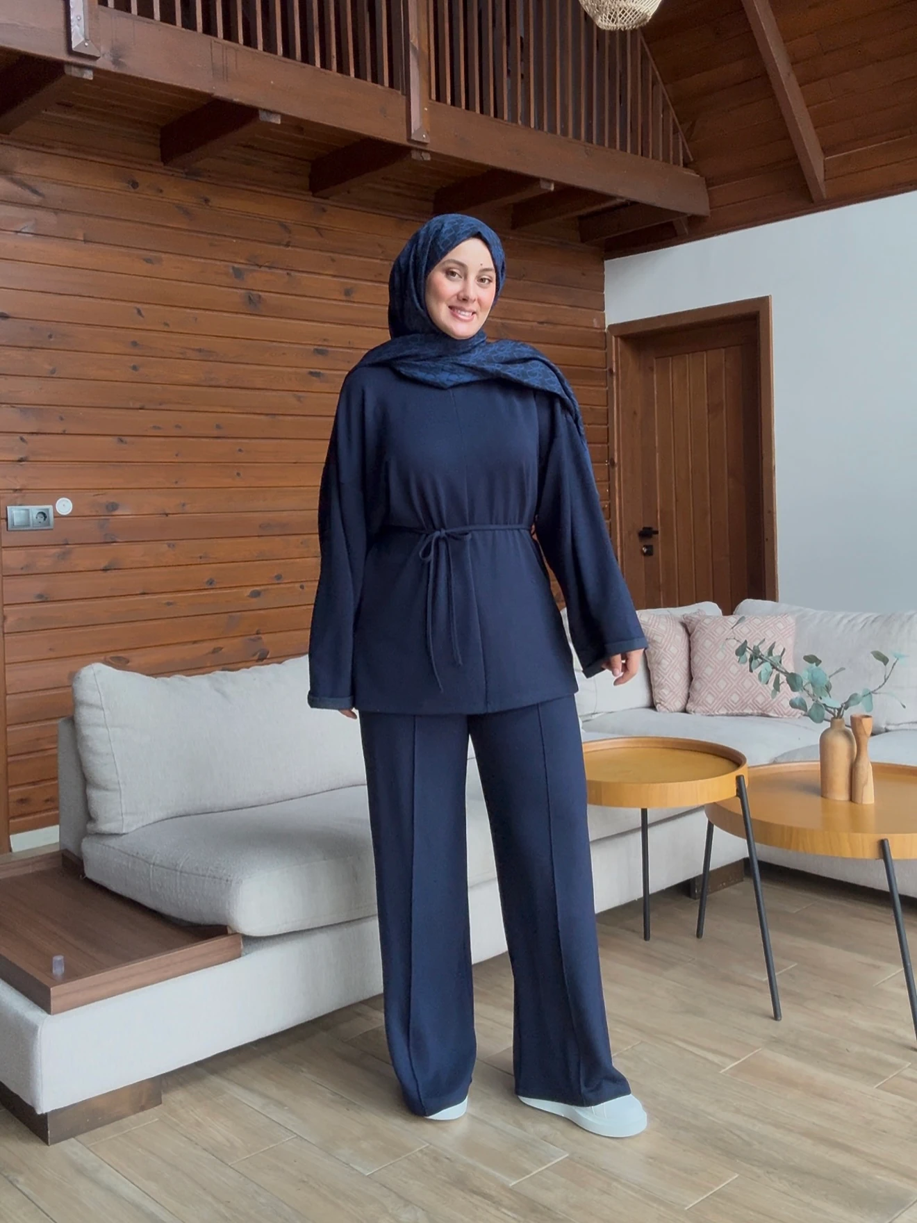 Bel Bağcıklı Oysho Kumaş Takım- Lacivert