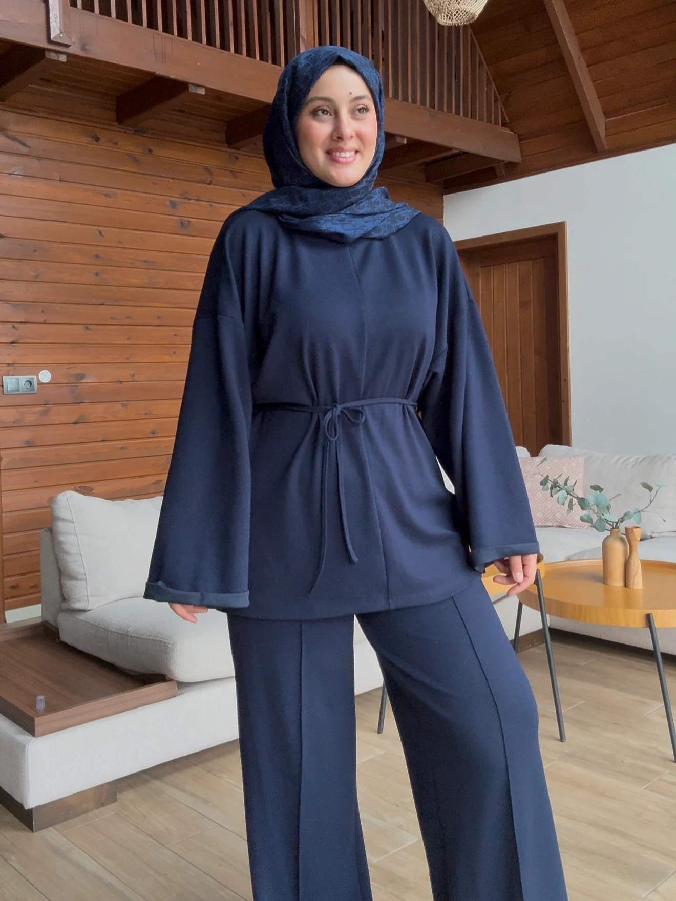 Bel Bağcıklı Oysho Kumaş Takım- Lacivert