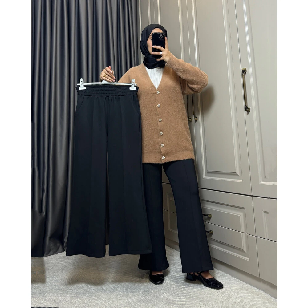 Scuba Kumaş Pantolon  - Siyah