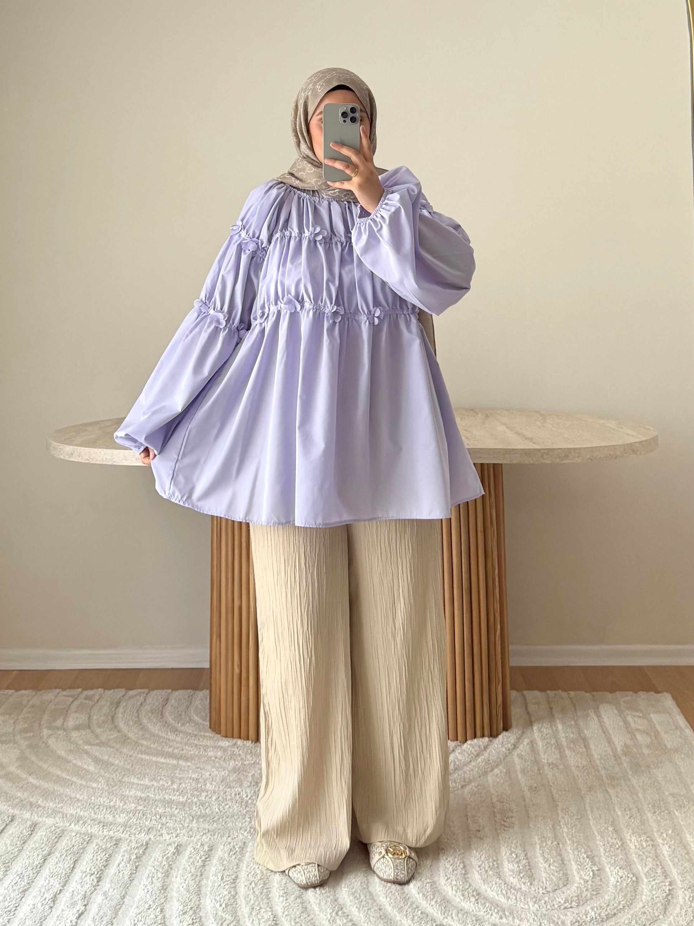 Flora Gömlek - Lila