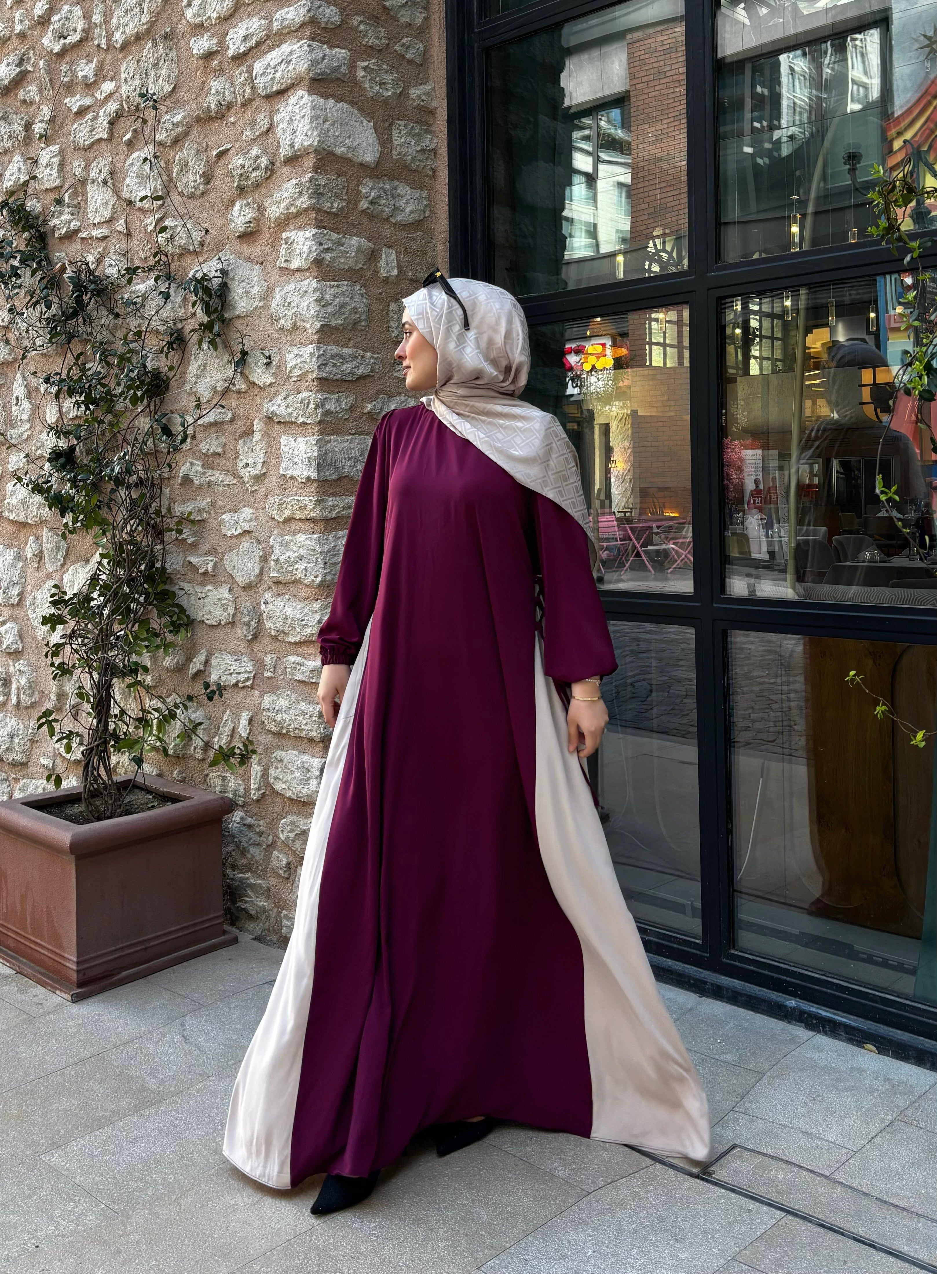 Zarif Garnili Bordo Elbise