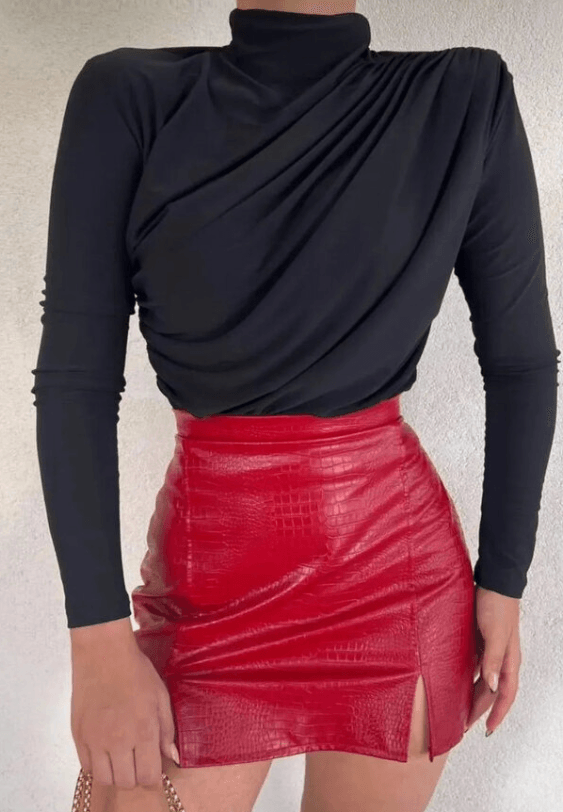 SANDY KUMAŞ DRAPELİ BLUZ