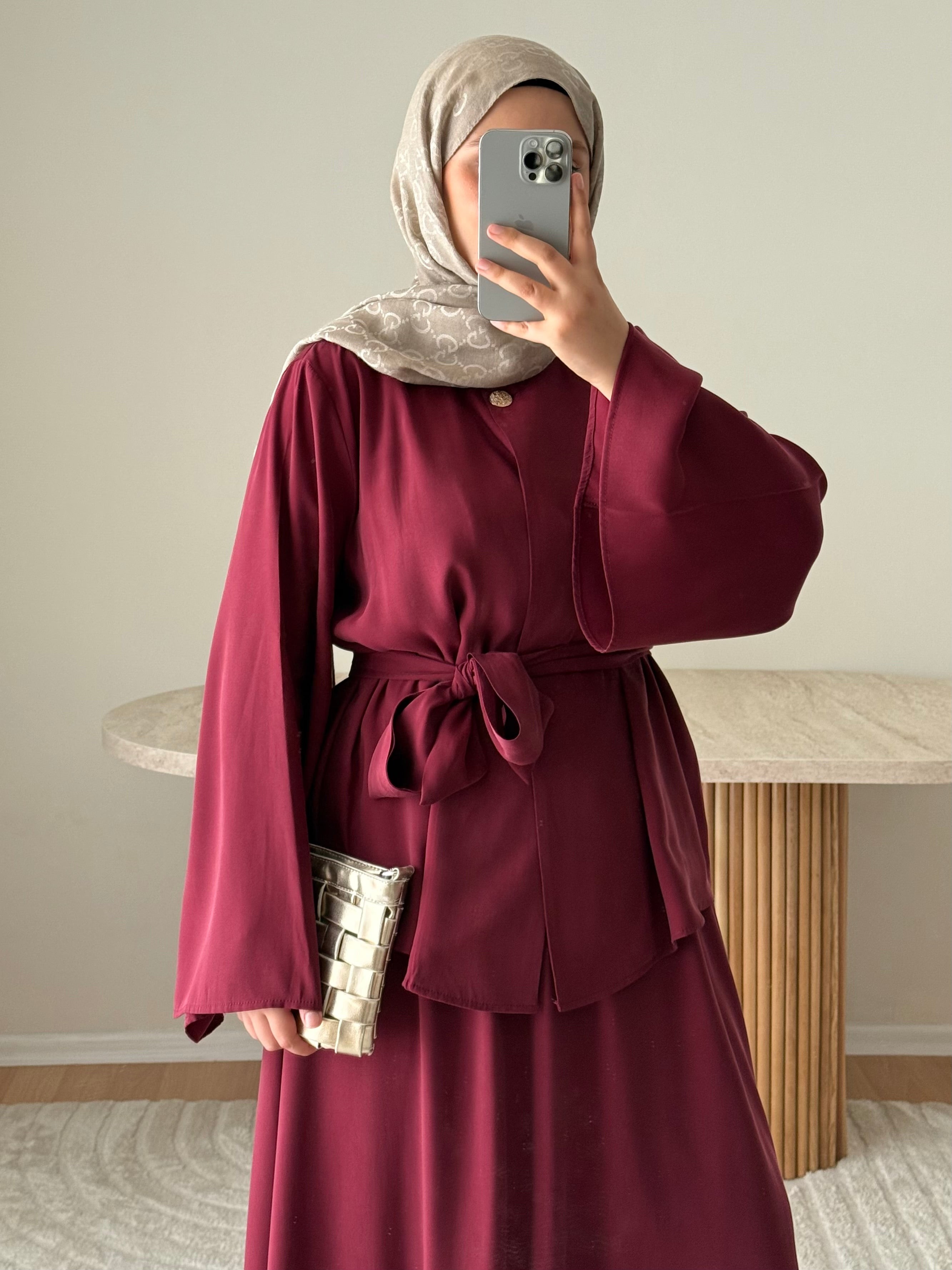 Mira Premium Tensel İkili Takım - Bordo