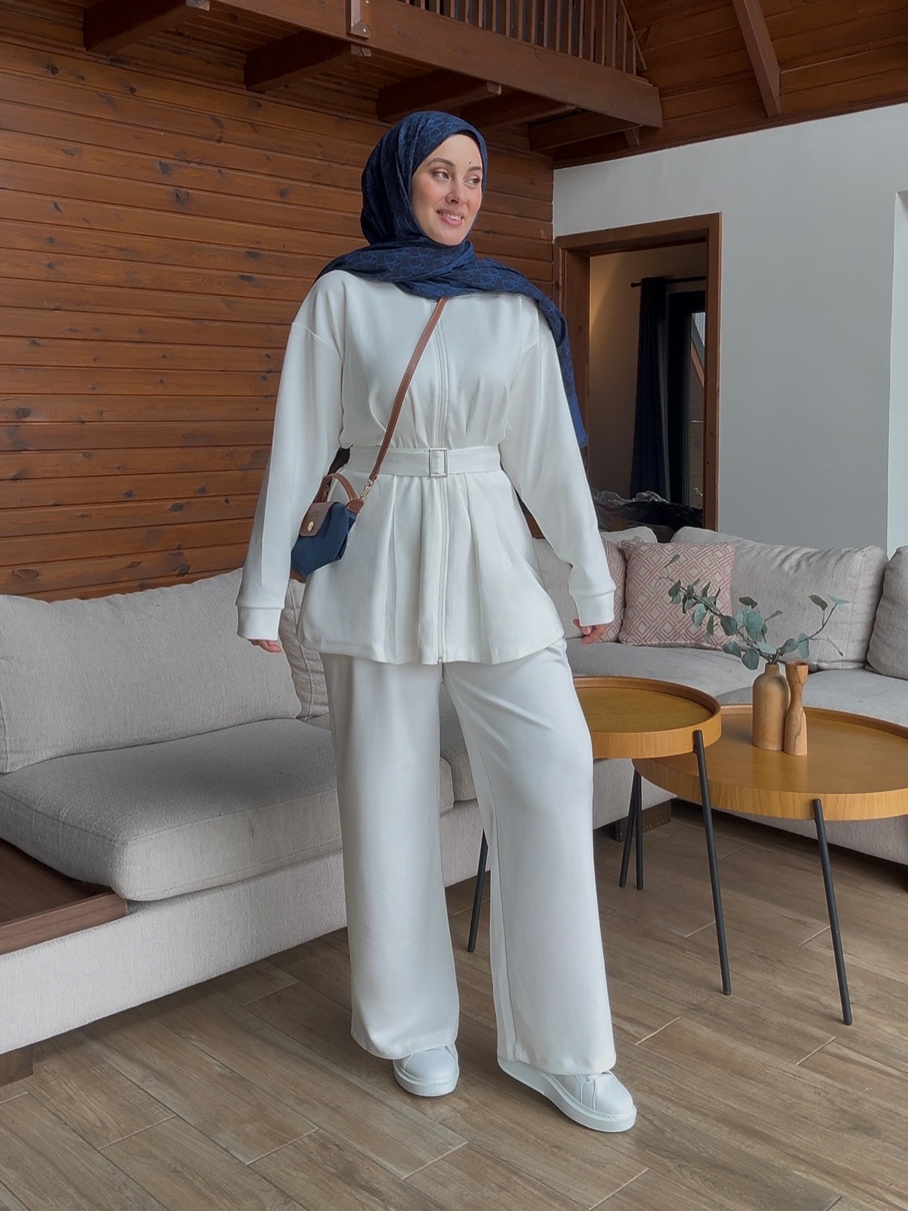 Kemerli Oysho Kumaş Takım - Beyaz