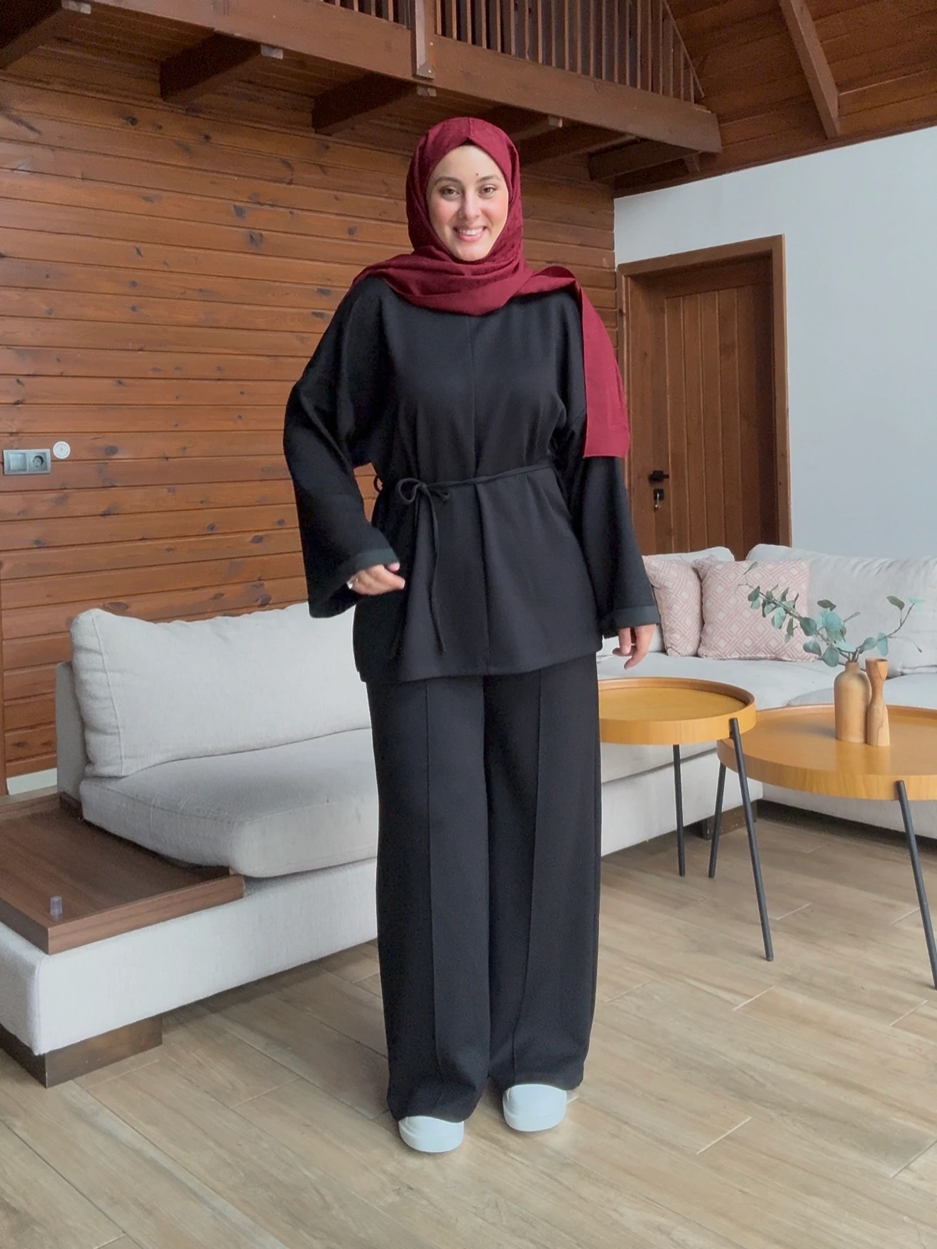 Bel Bağcıklı Oysho Kumaş Takım- Siyah