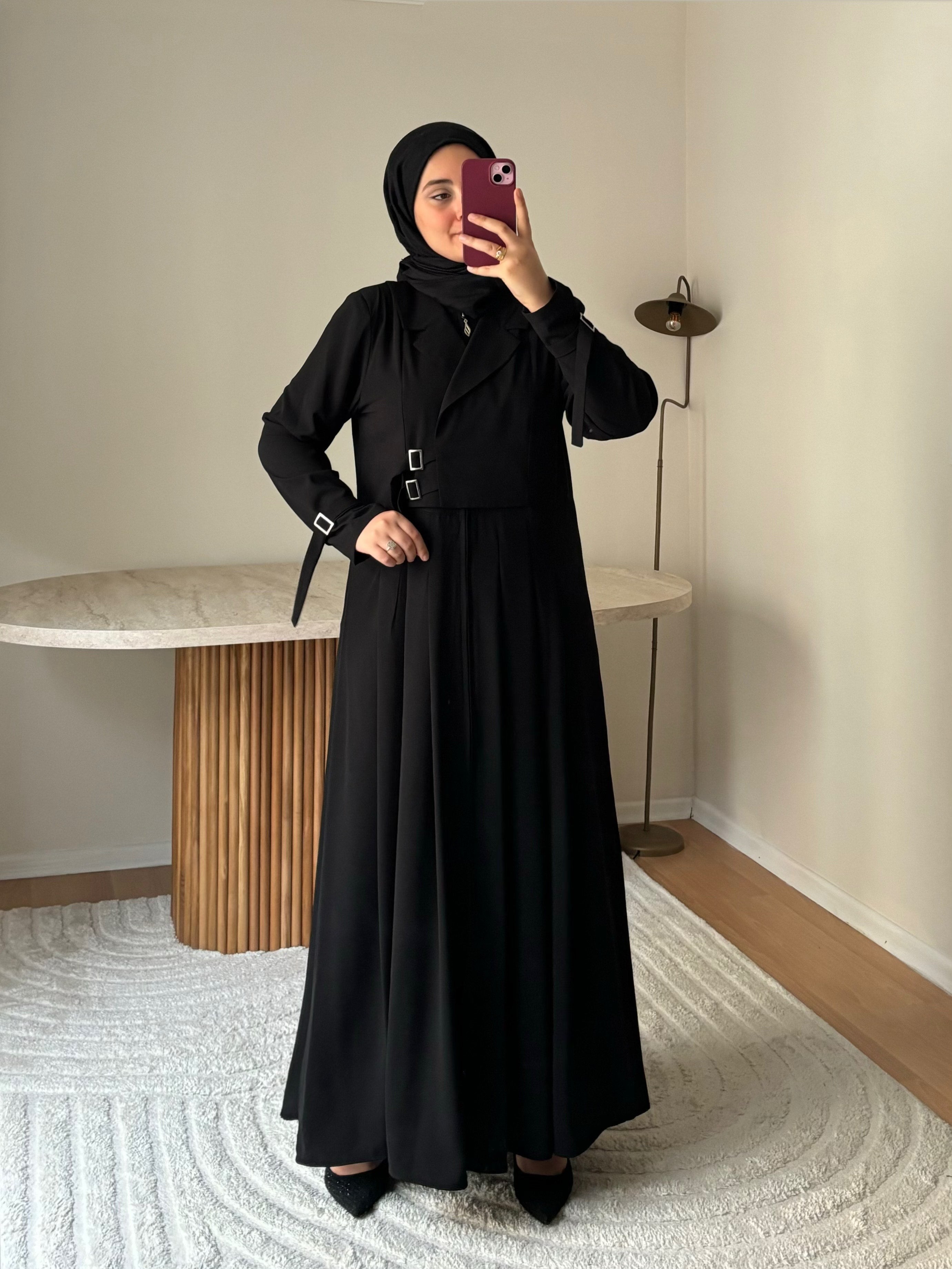 SİYAH TASARIM KREP ELBİSE